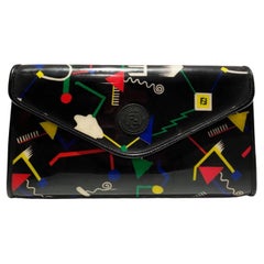 1980s Fendi Pop Abstract Vinyl Canvas Envelope Bag