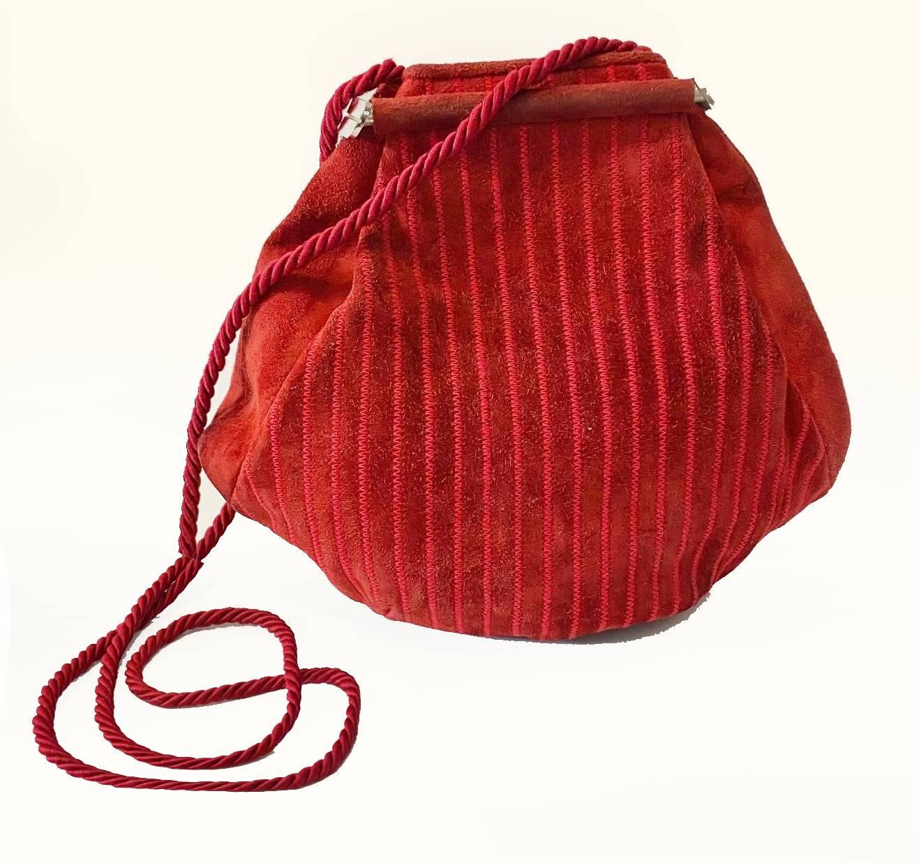 Women's 1980s Fendi Red Suede Clutch Crossbody Bag  For Sale