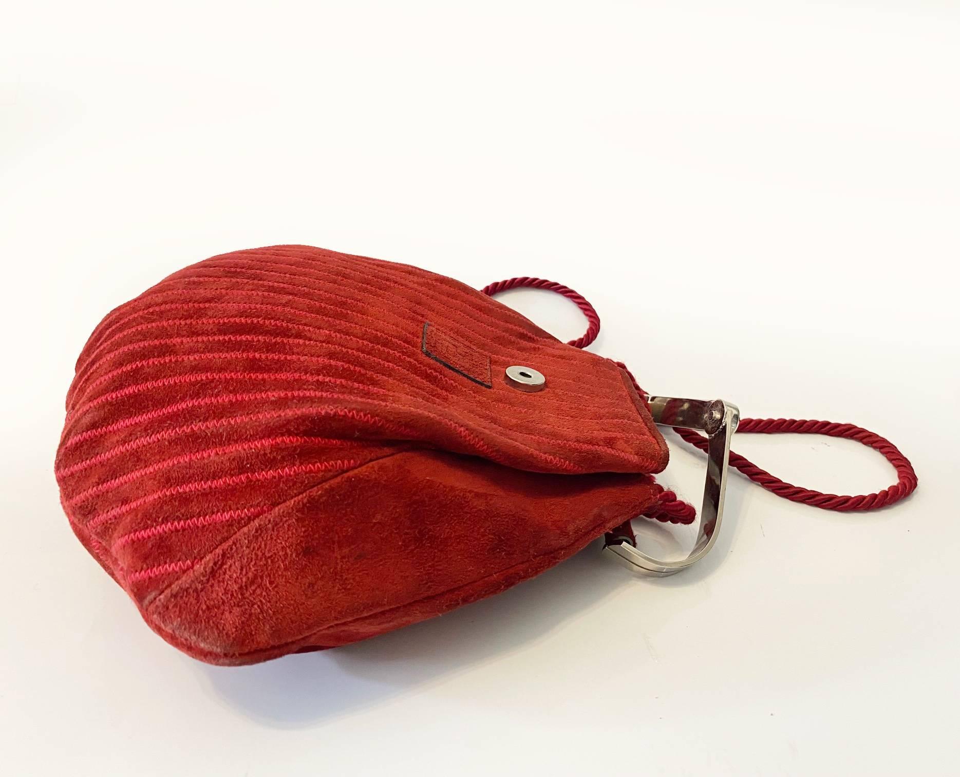 1980s Fendi Red Suede Clutch Crossbody Bag  For Sale 3