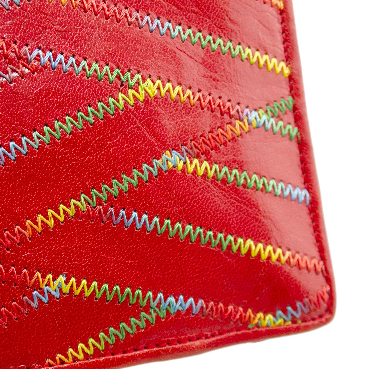 1980s Fendi Red Top Stitched Crossbody Bag 1