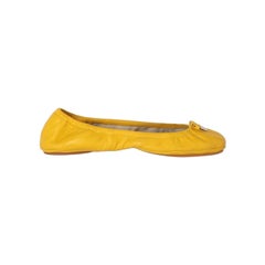 1980s Fendi Yellow Leather Ballet Flats