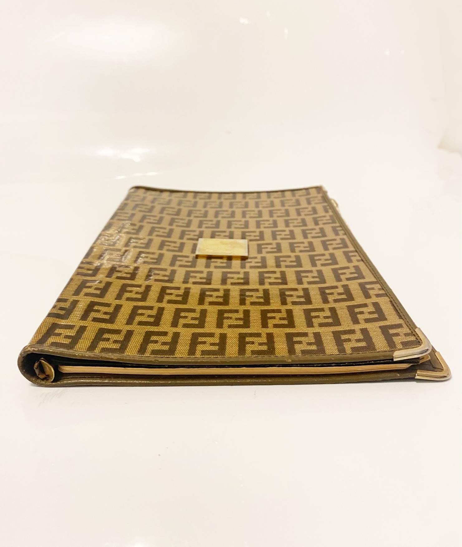 1980er Fendi Zucca Print Braun Adressbuch im Angebot 4