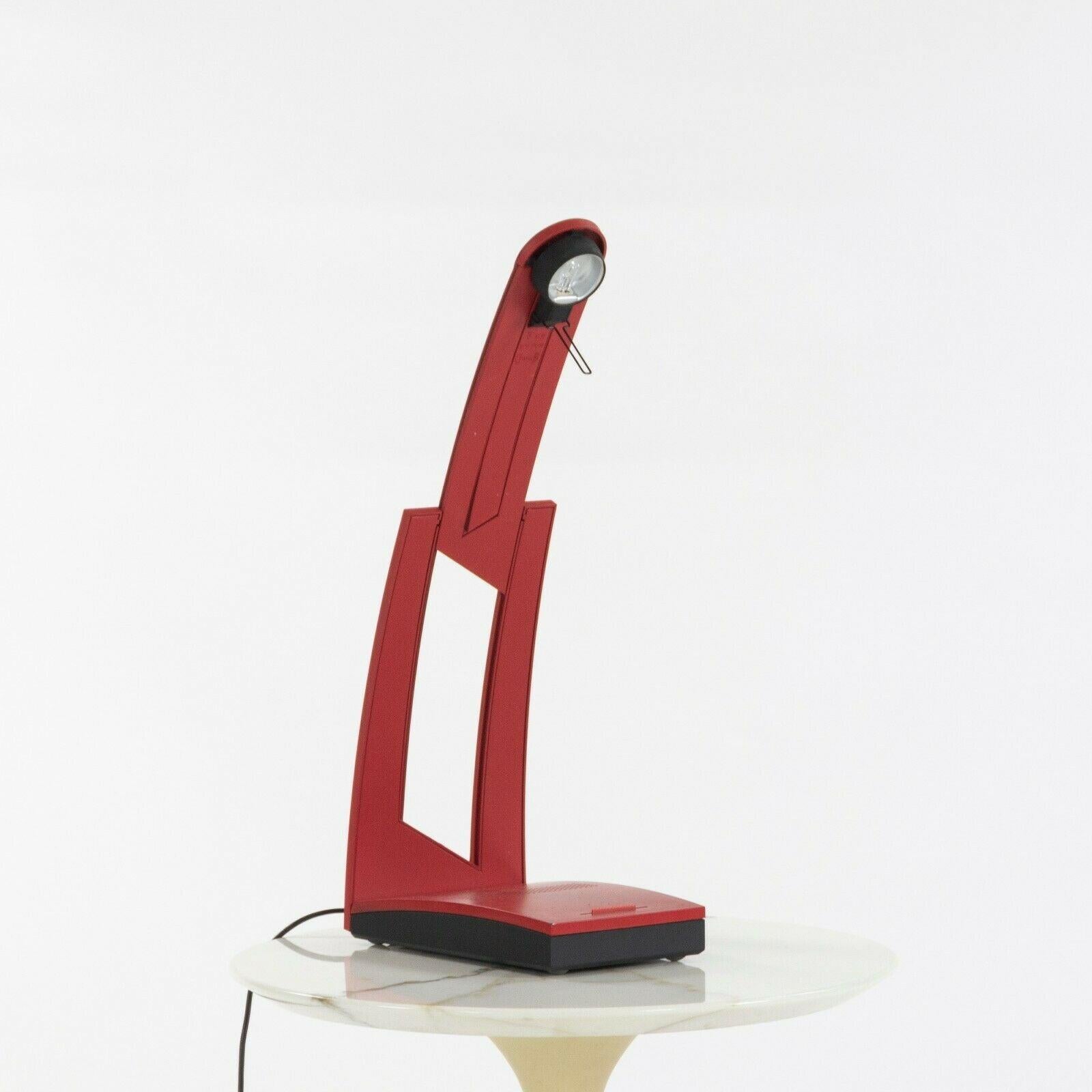 Italian 1980s Ferdinand Porsche PAF Design for Italia Luce Jazz Desk Lamp in Red For Sale