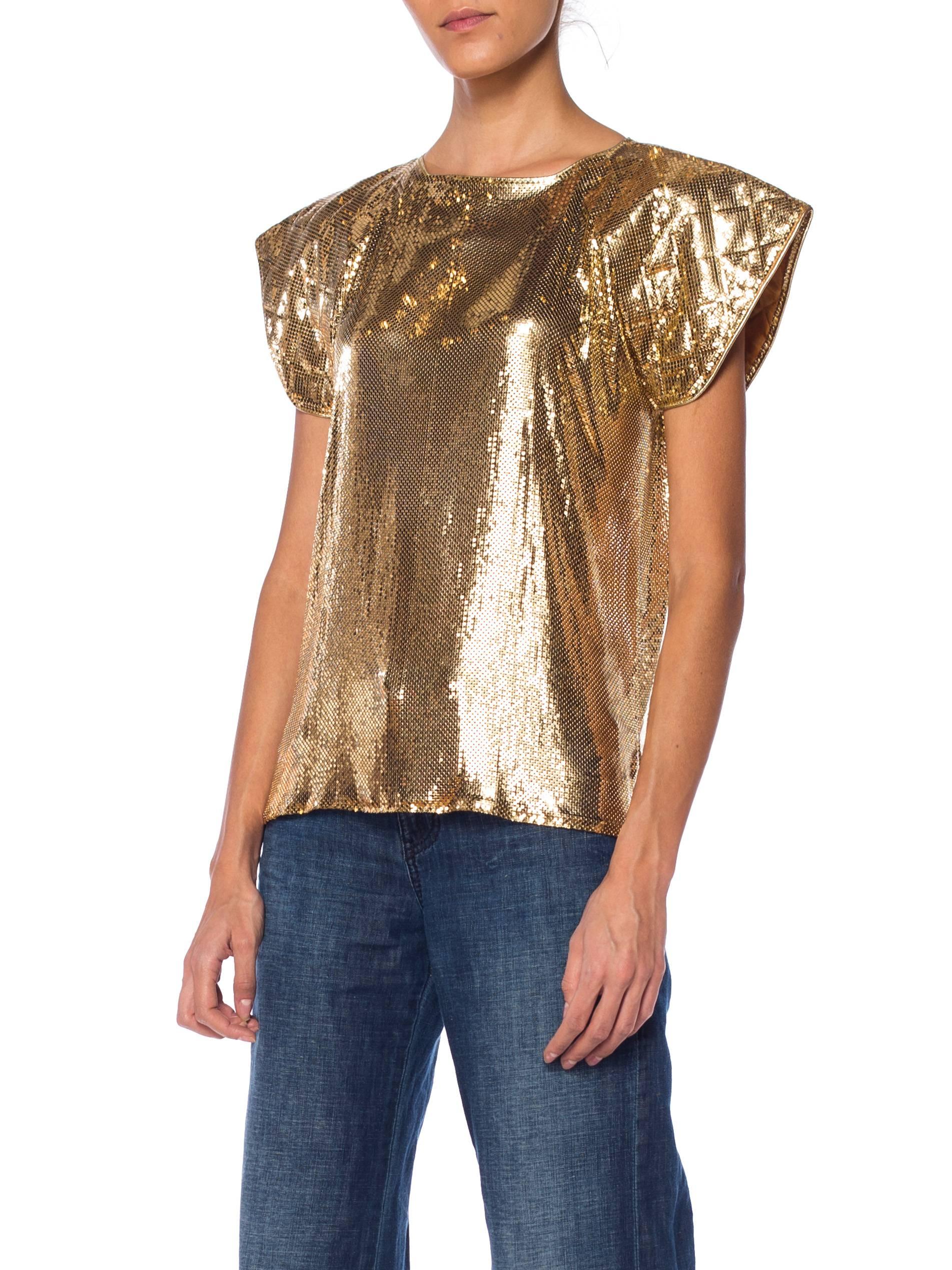 Ferrera Gold Metal Mesh Top, 1980s  In Excellent Condition In New York, NY