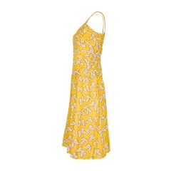 1980s Fink Modell Deadstock Yellow Cotton Butterfly Print Dress