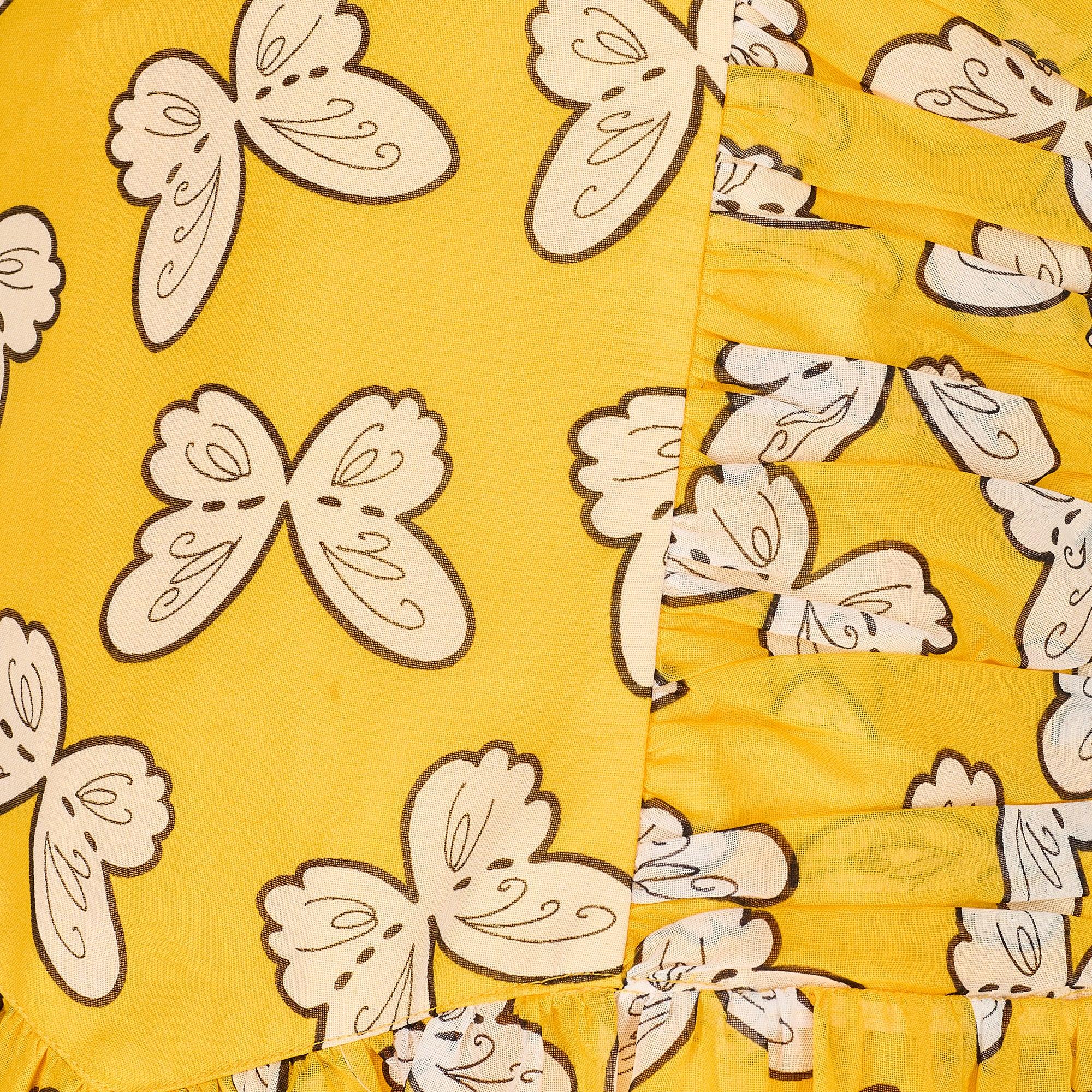 1980 Model No Deadstock Robe en coton imprimé papillon jaune Excellent état - En vente à London, GB
