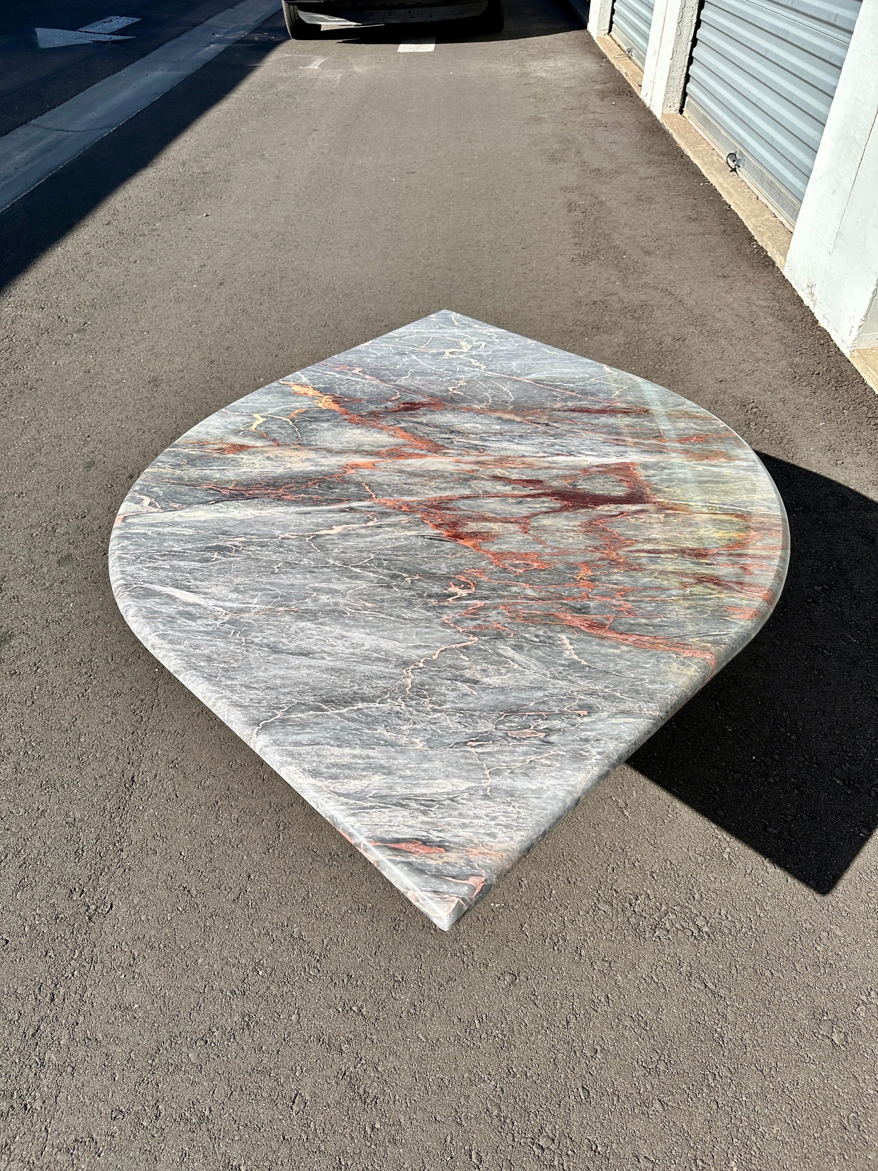 1980s Fior Di Pesco Eye Shaped Pink Marble Coffee Table, Restored 3