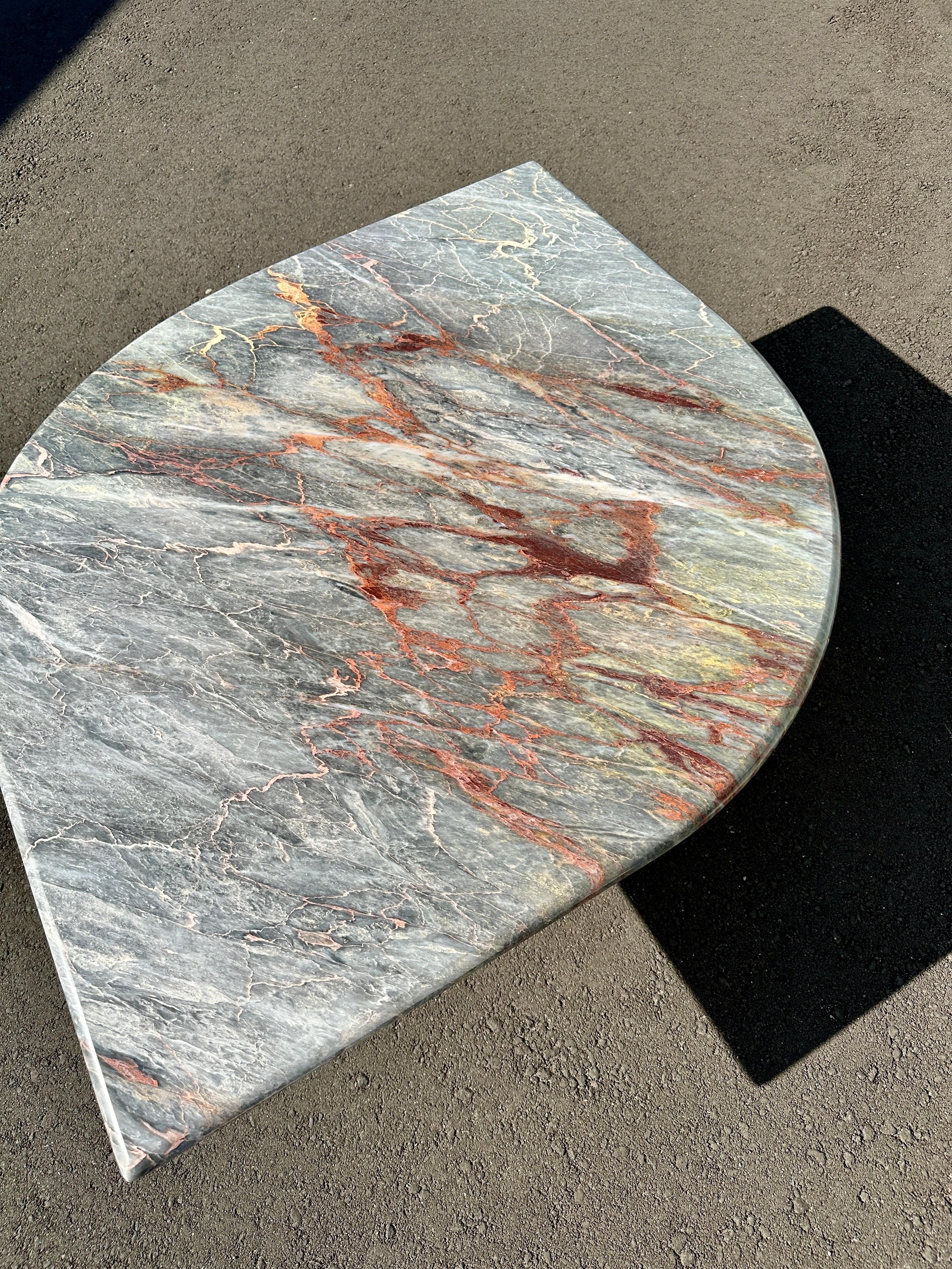 1980s Fior Di Pesco Eye Shaped Pink Marble Coffee Table, Restored 4