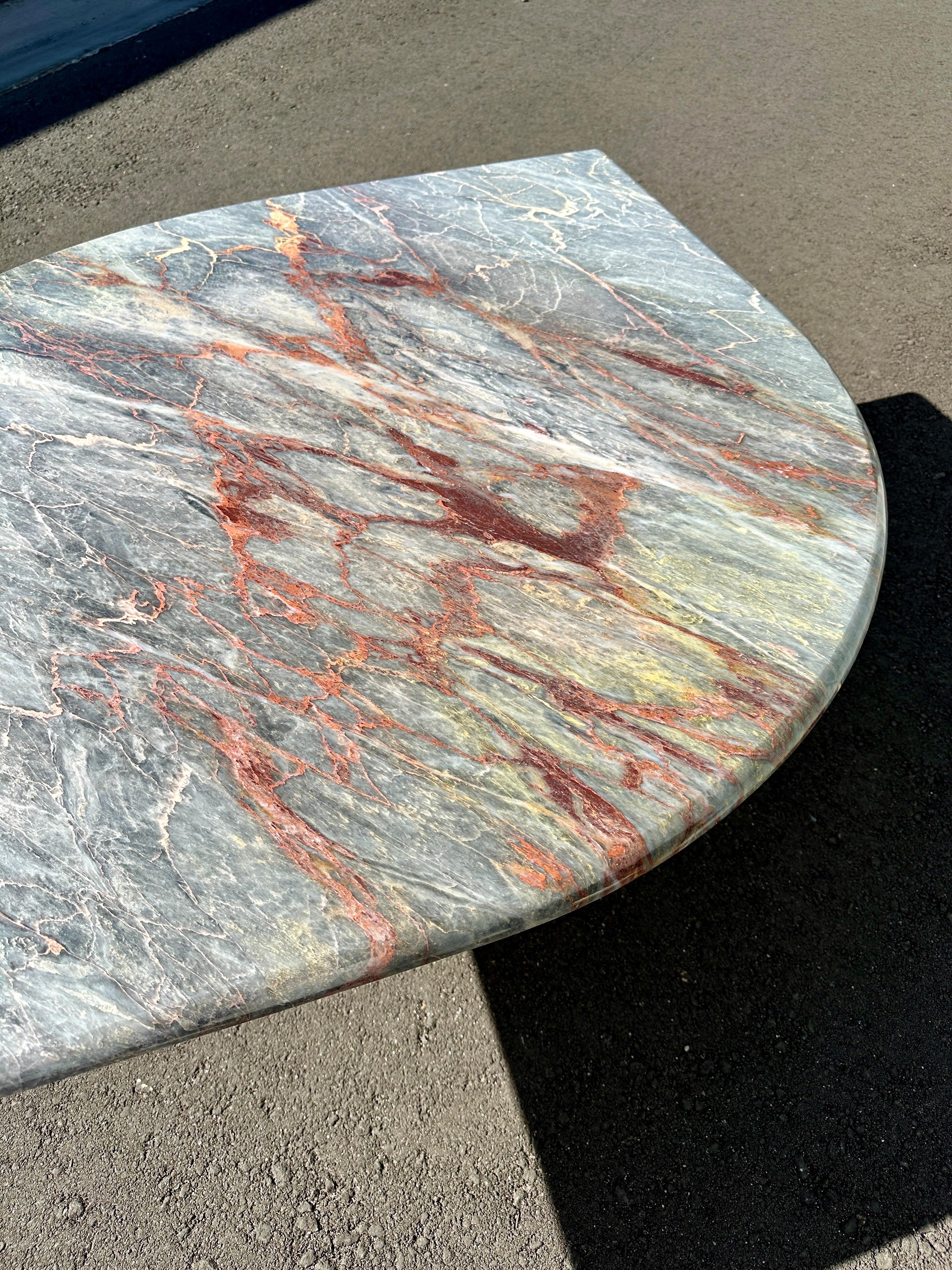 Post-Modern 1980s Fior Di Pesco Eye Shaped Pink Marble Coffee Table, Restored