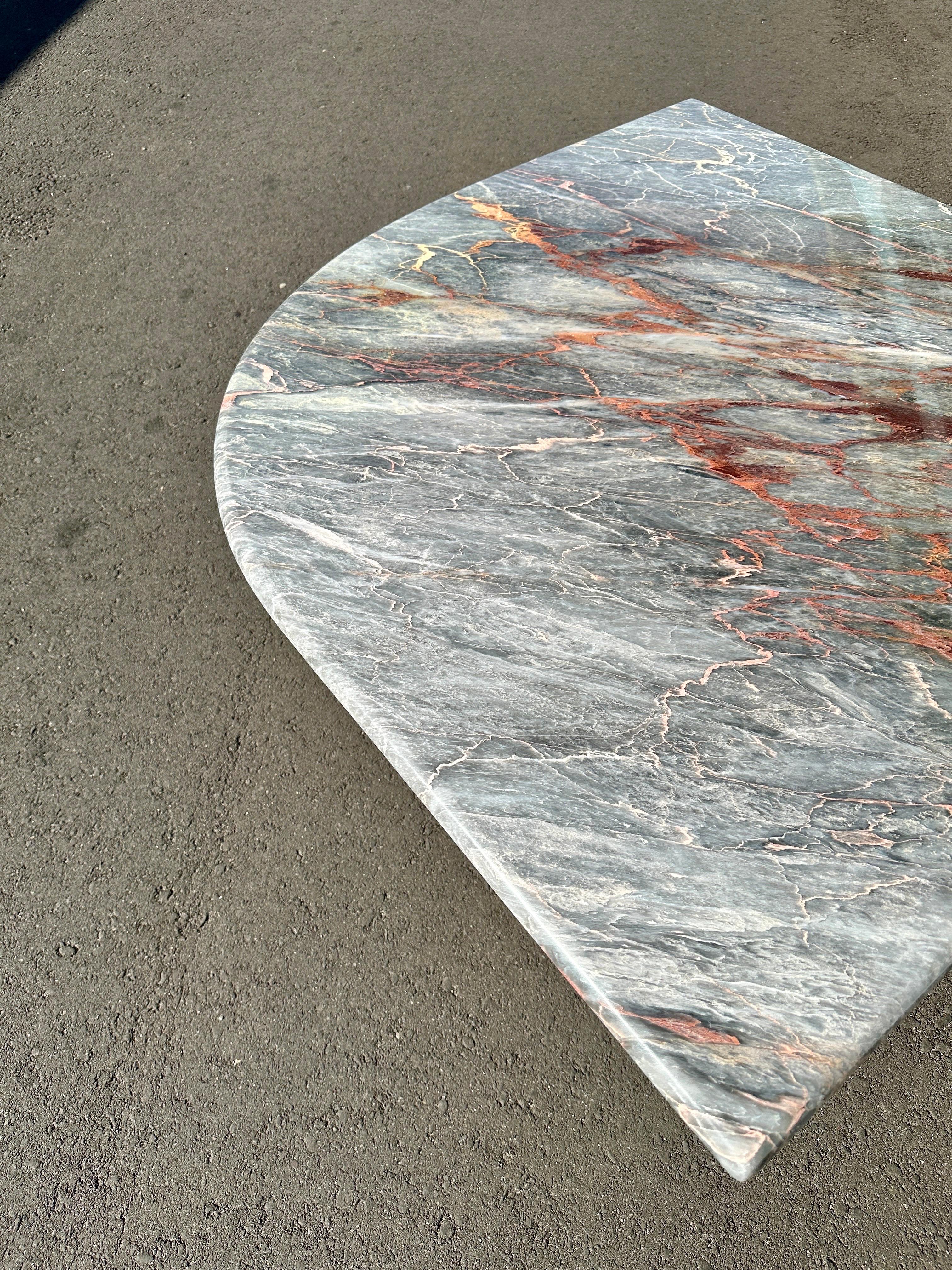 Italian 1980s Fior Di Pesco Eye Shaped Pink Marble Coffee Table, Restored