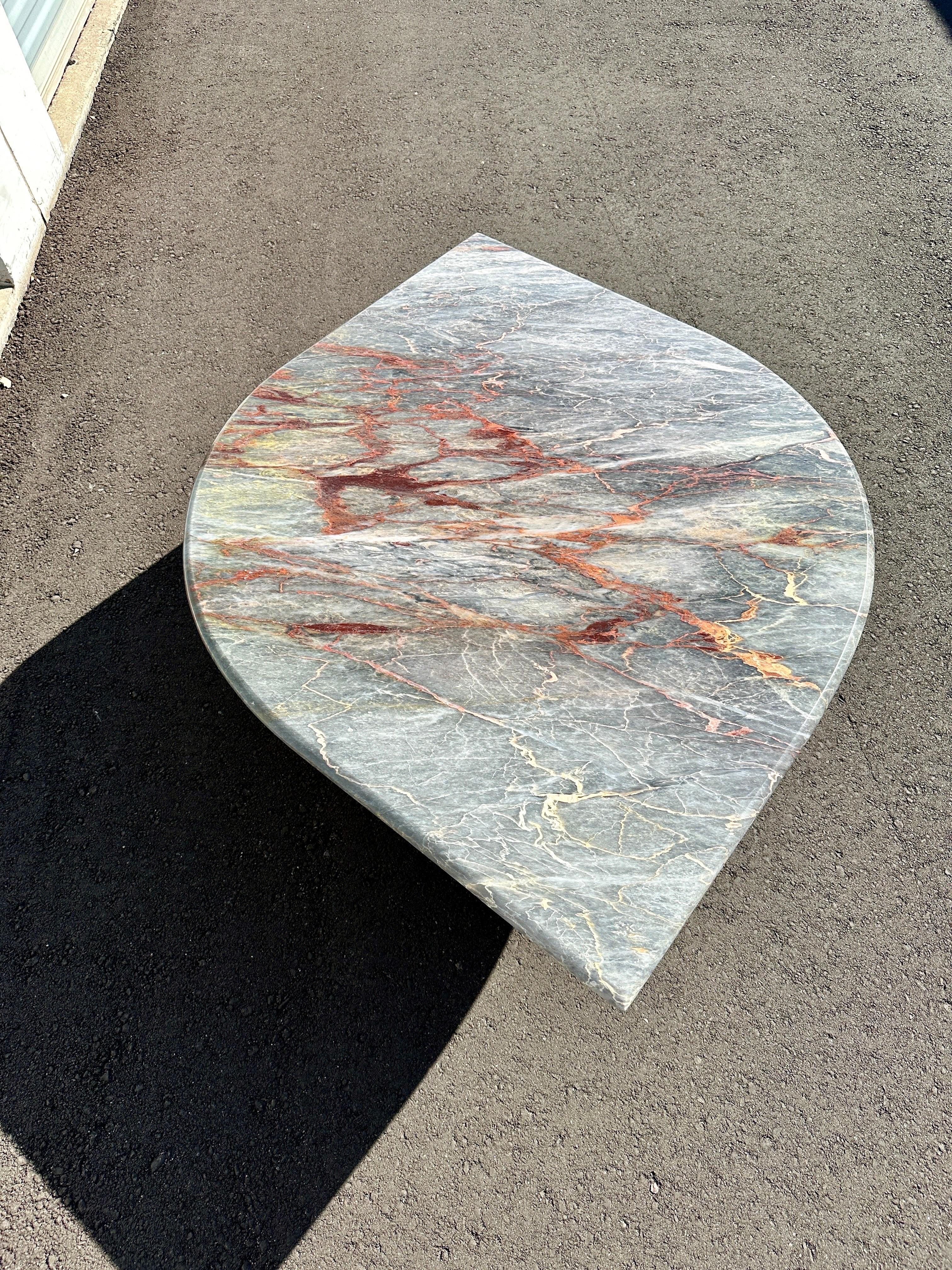 1980s Fior Di Pesco Eye Shaped Pink Marble Coffee Table, Restored 1