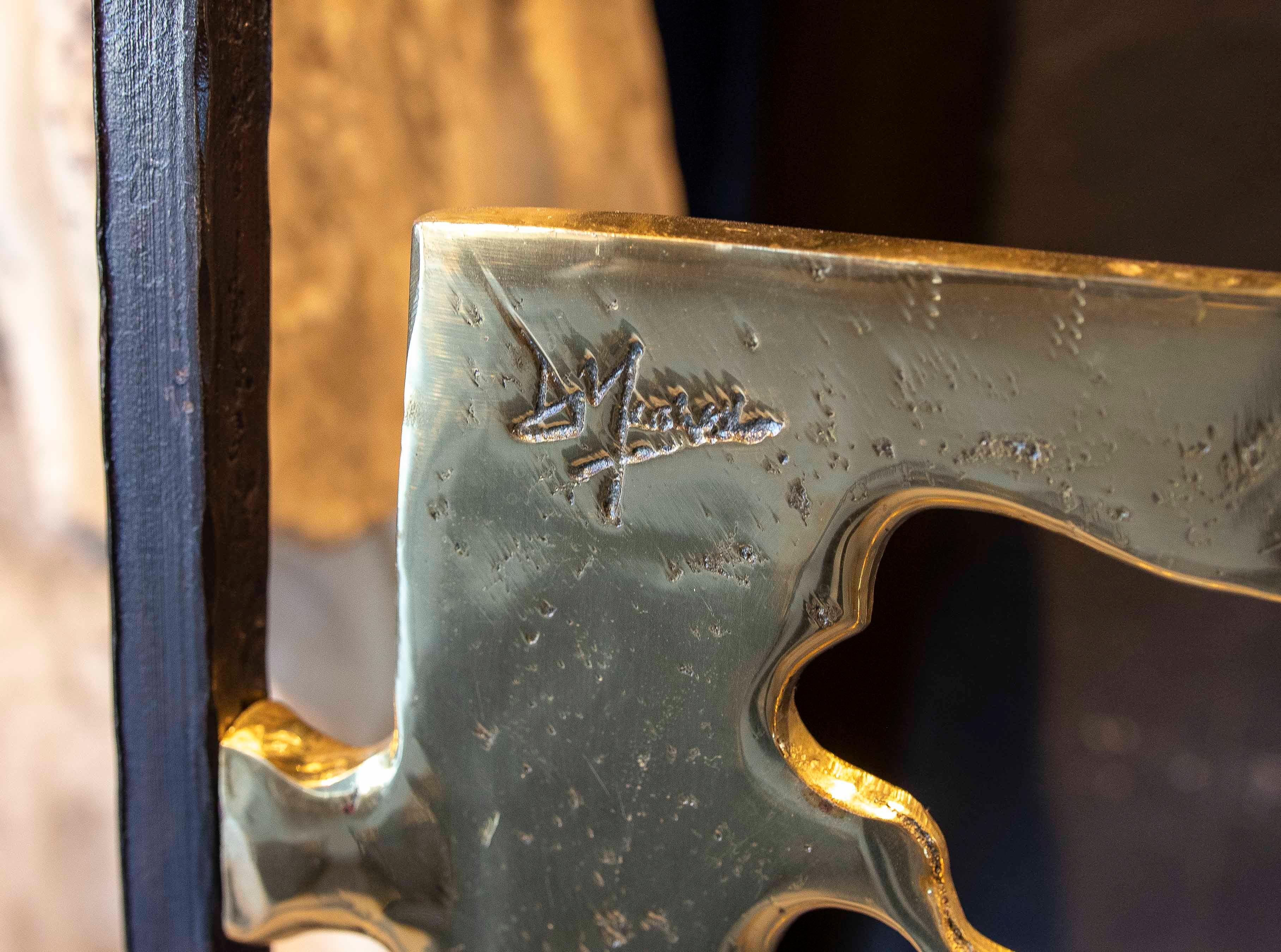 Pare-étincelles pour cheminée des années 1980 en bronze et en fer par l'artiste David Marshall Bon état - En vente à Marbella, ES