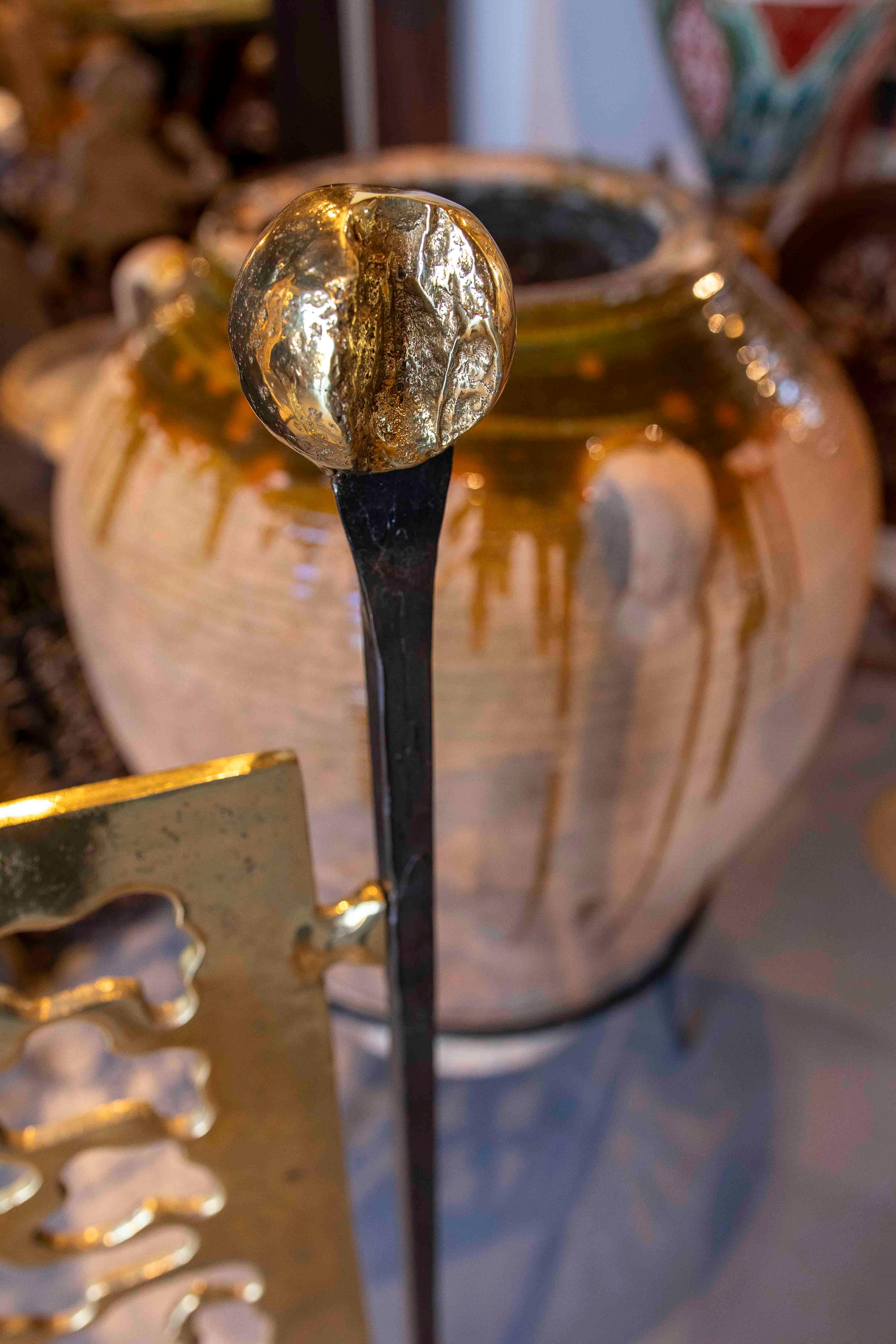 20ième siècle Pare-étincelles pour cheminée des années 1980 en bronze et en fer par l'artiste David Marshall en vente