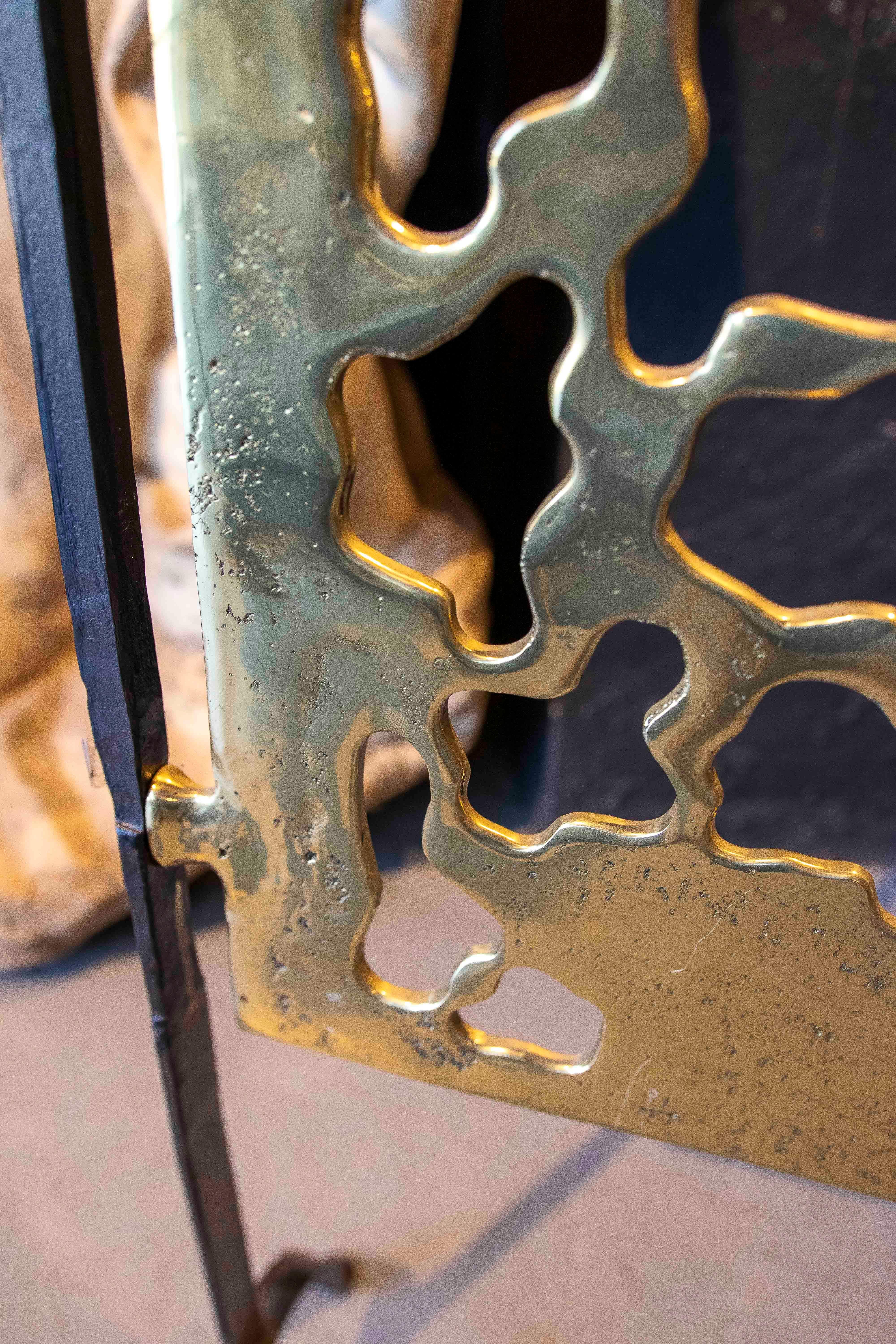 Pare-étincelles pour cheminée des années 1980 en bronze et en fer par l'artiste David Marshall en vente 1