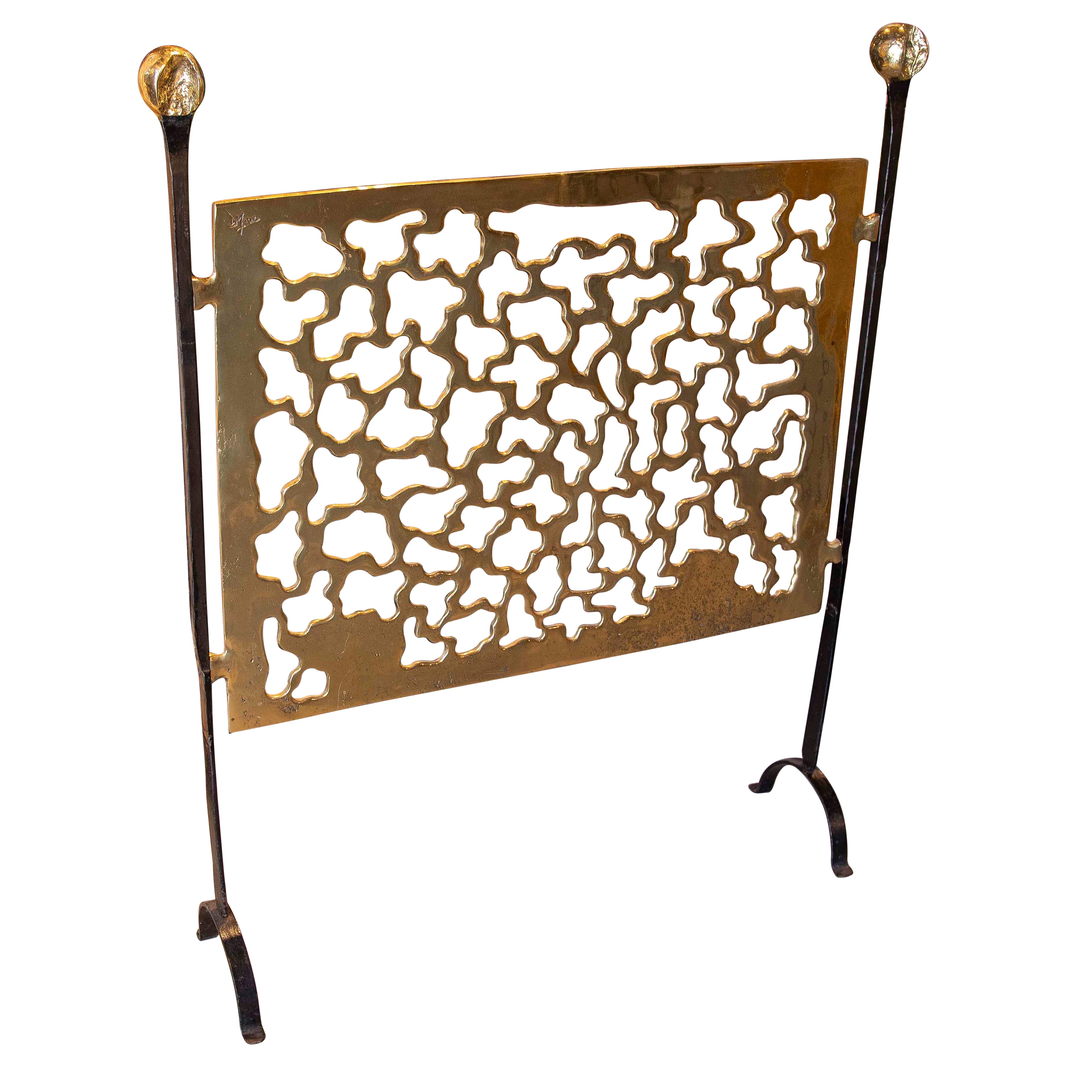 1980s Fireplace Spark Pan in Bronze and Iron by artist David Marshall