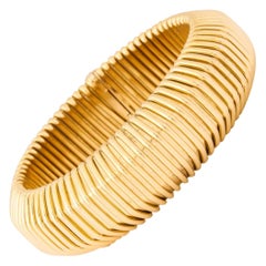 1980
s Flexible Tubular Style Yellow Gold Tubogas Snake Bracelet