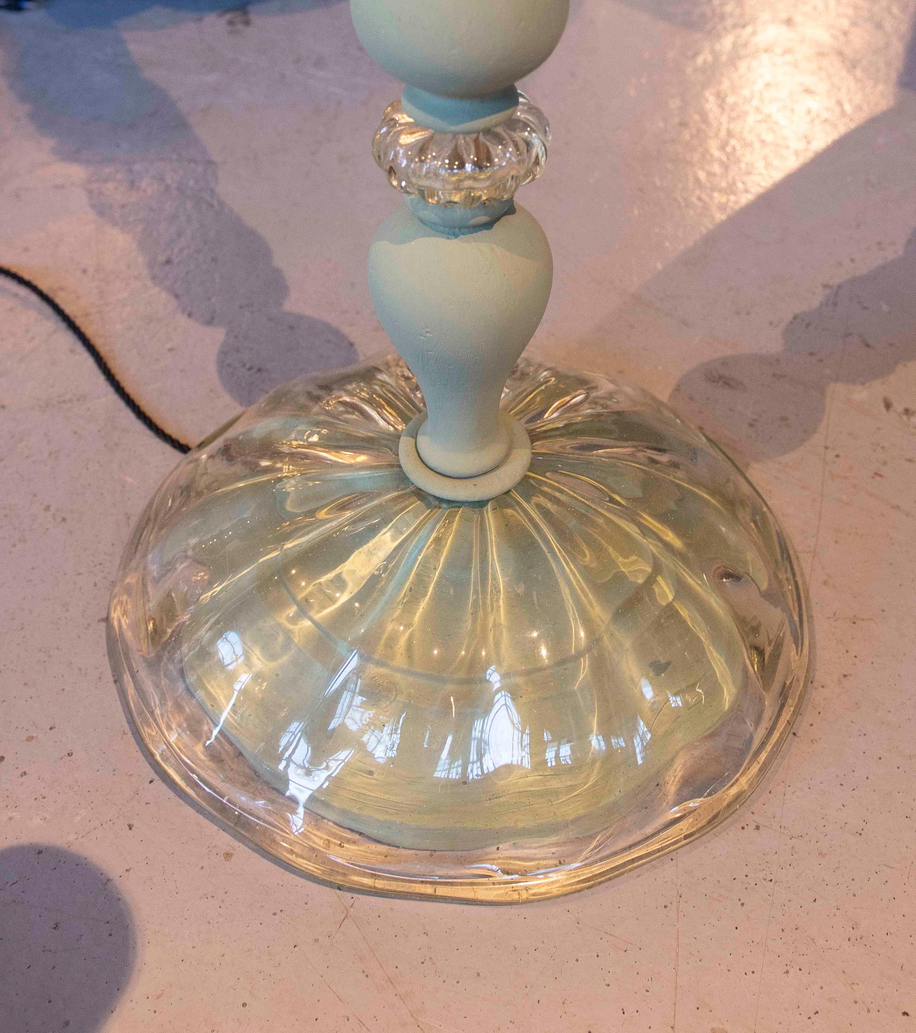 Lámpara de pie de los años 80 con base y detalles de cristal tallado de Murano (Italia) en venta 5