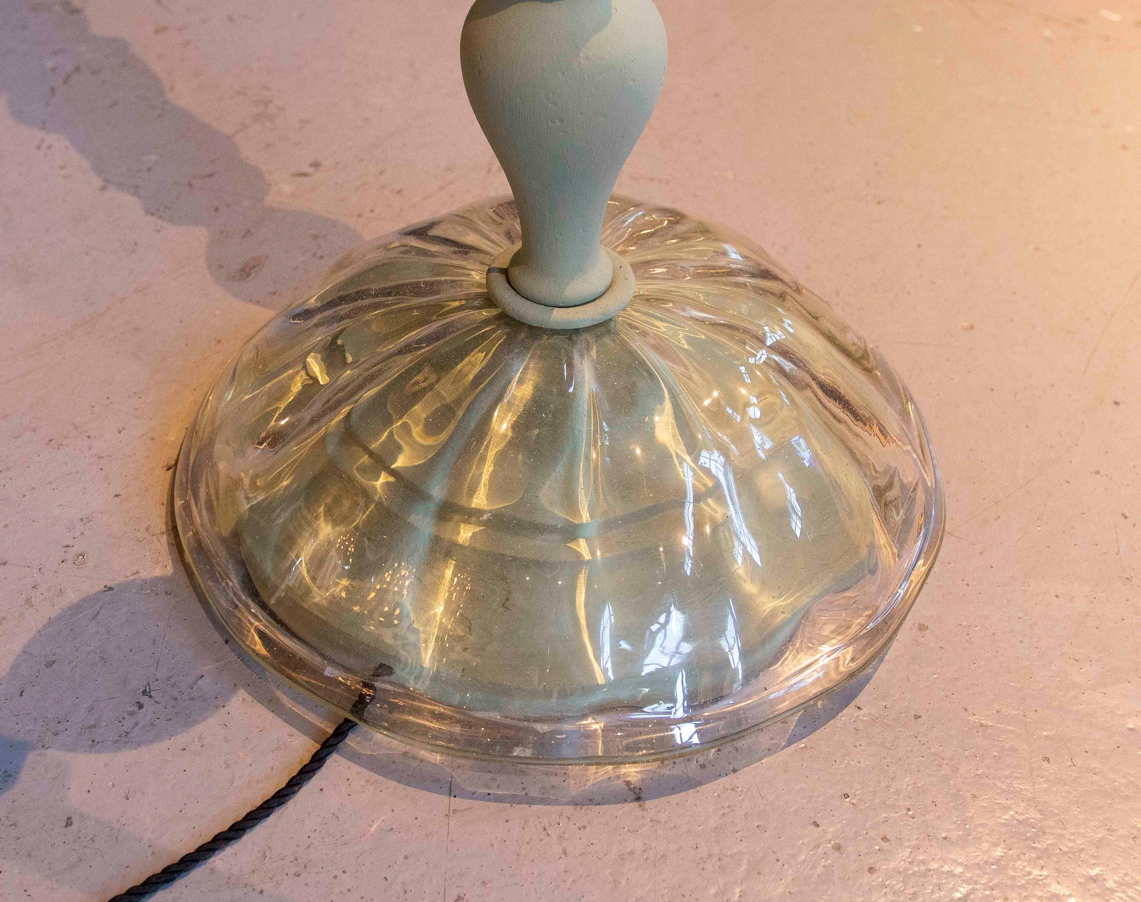 Lámpara de pie de los años 80 con base y detalles de cristal tallado de Murano (Italia) siglo XX en venta