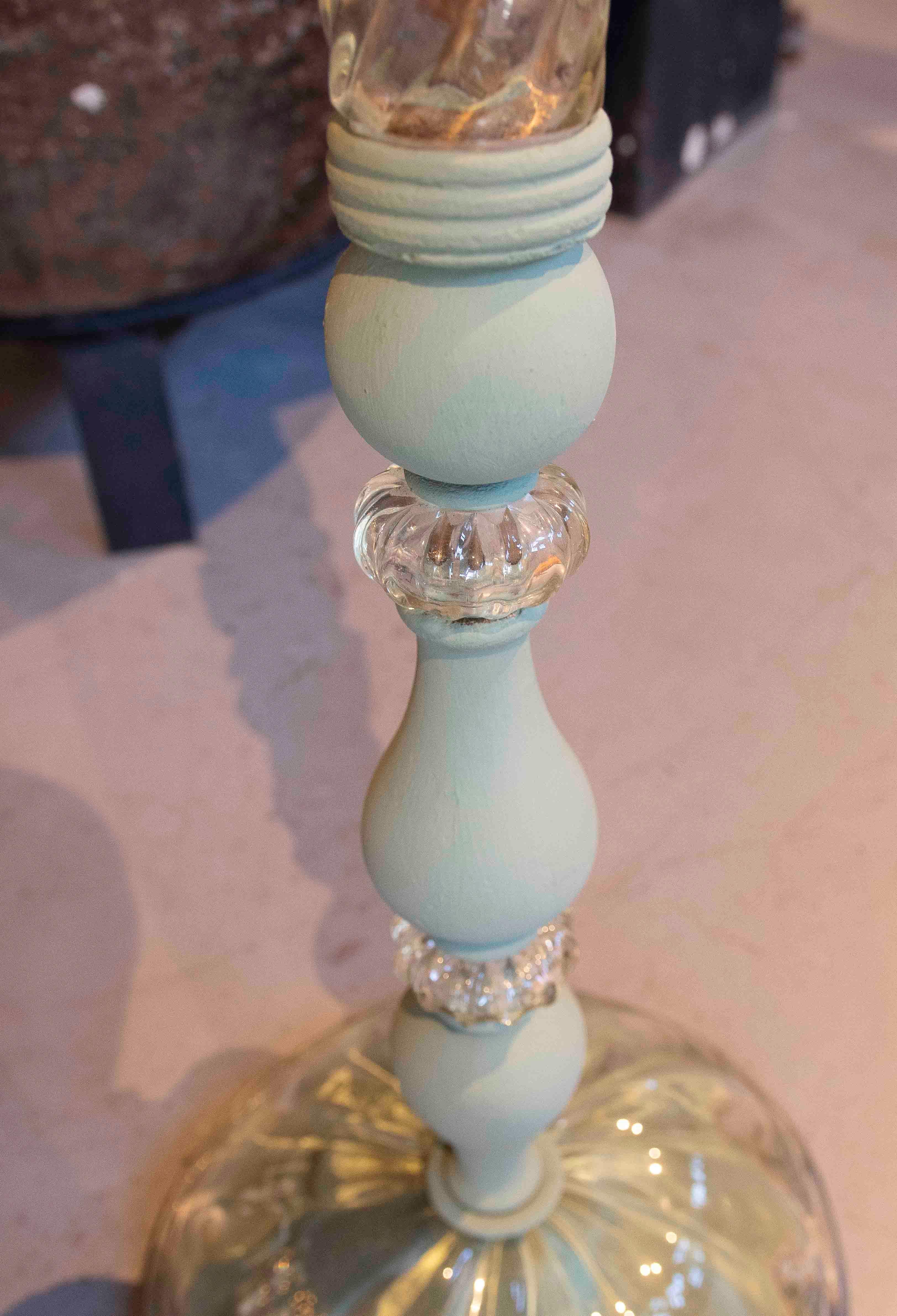 Lámpara de pie de los años 80 con base y detalles de cristal tallado de Murano (Italia) Cristal de Murano en venta