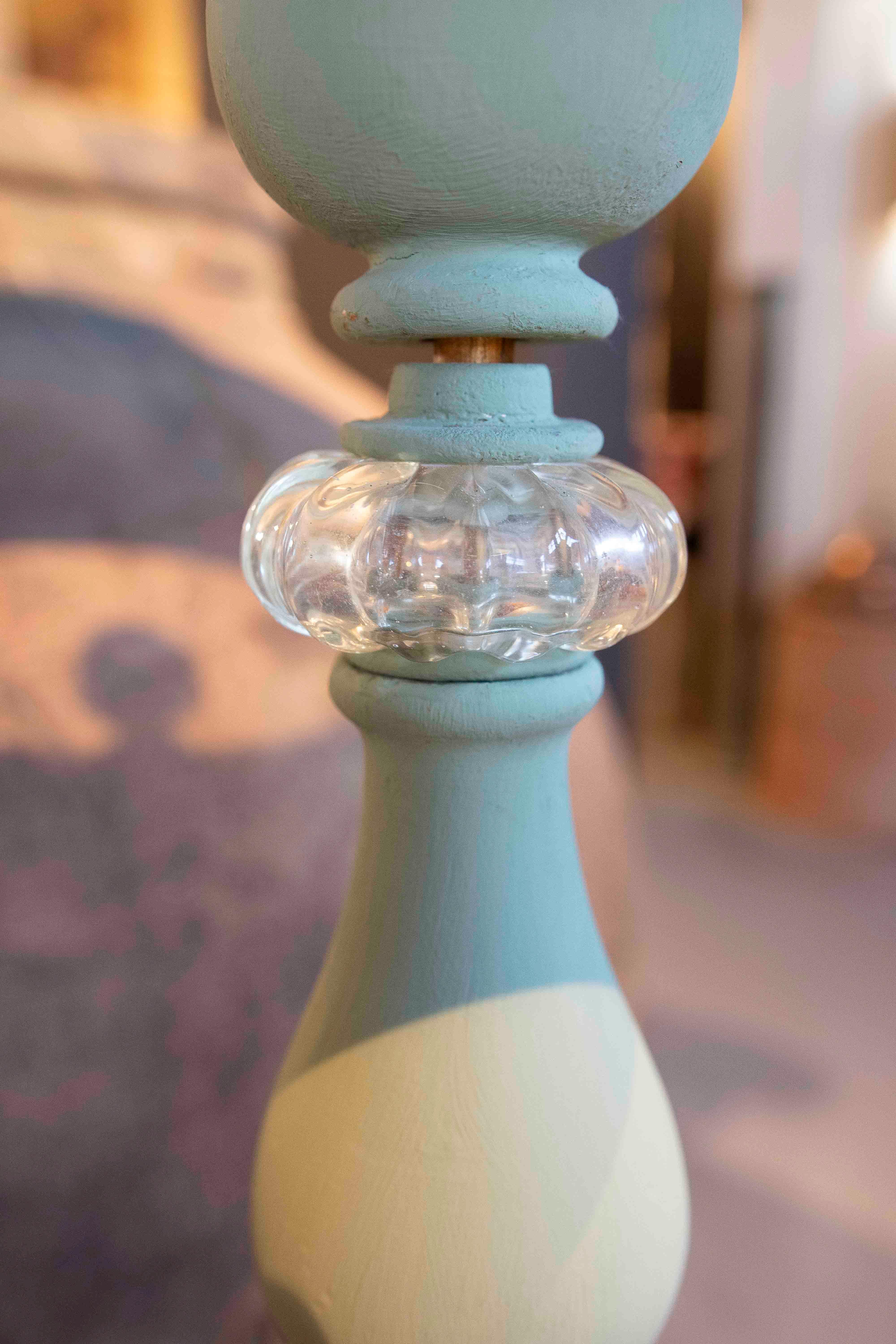 Lámpara de pie de los años 80 con base y detalles de cristal tallado de Murano (Italia) en venta 1