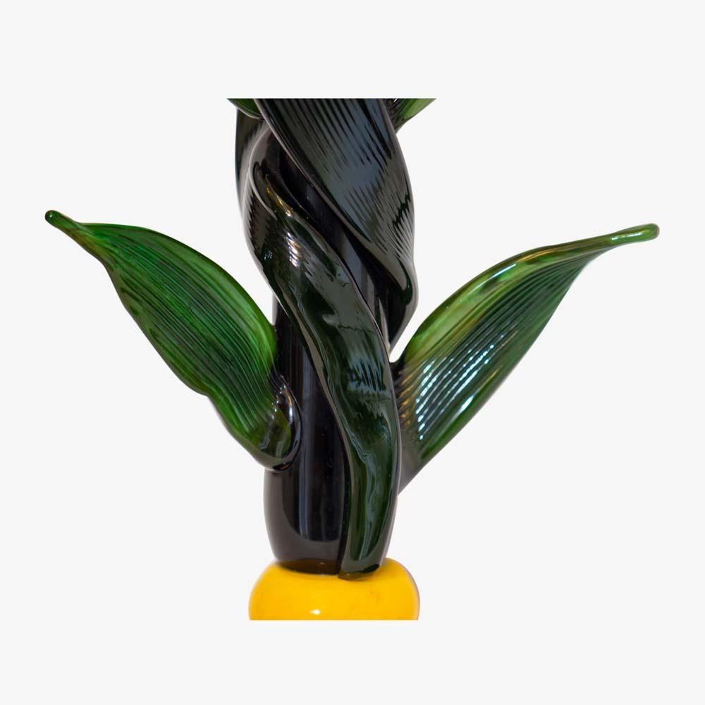 Late 20th Century 1980s Floral Art Glass Murano Blown Glass Candleholder by Silvano Signoretto
