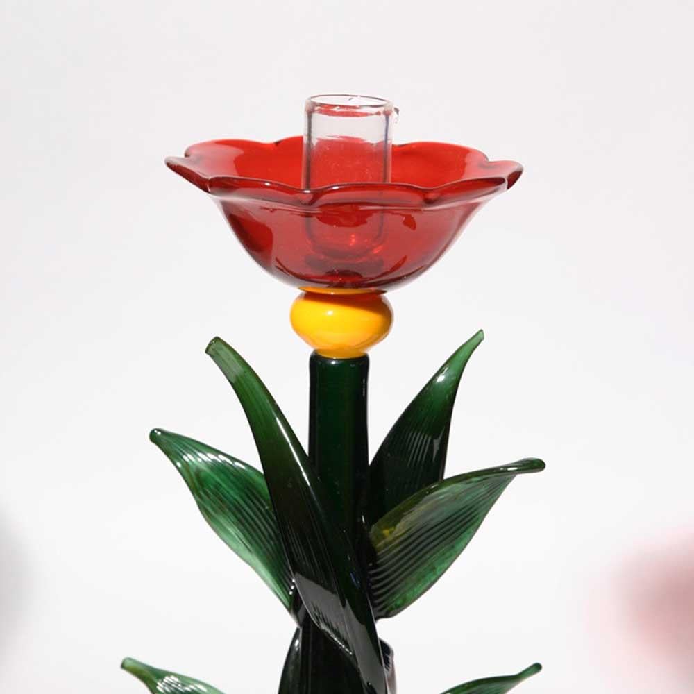 1980s Floral Art Glass Murano Blown Glass Candleholder by Silvano Signoretto 2