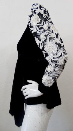 1980s Floral Embroidered Velour Blouse