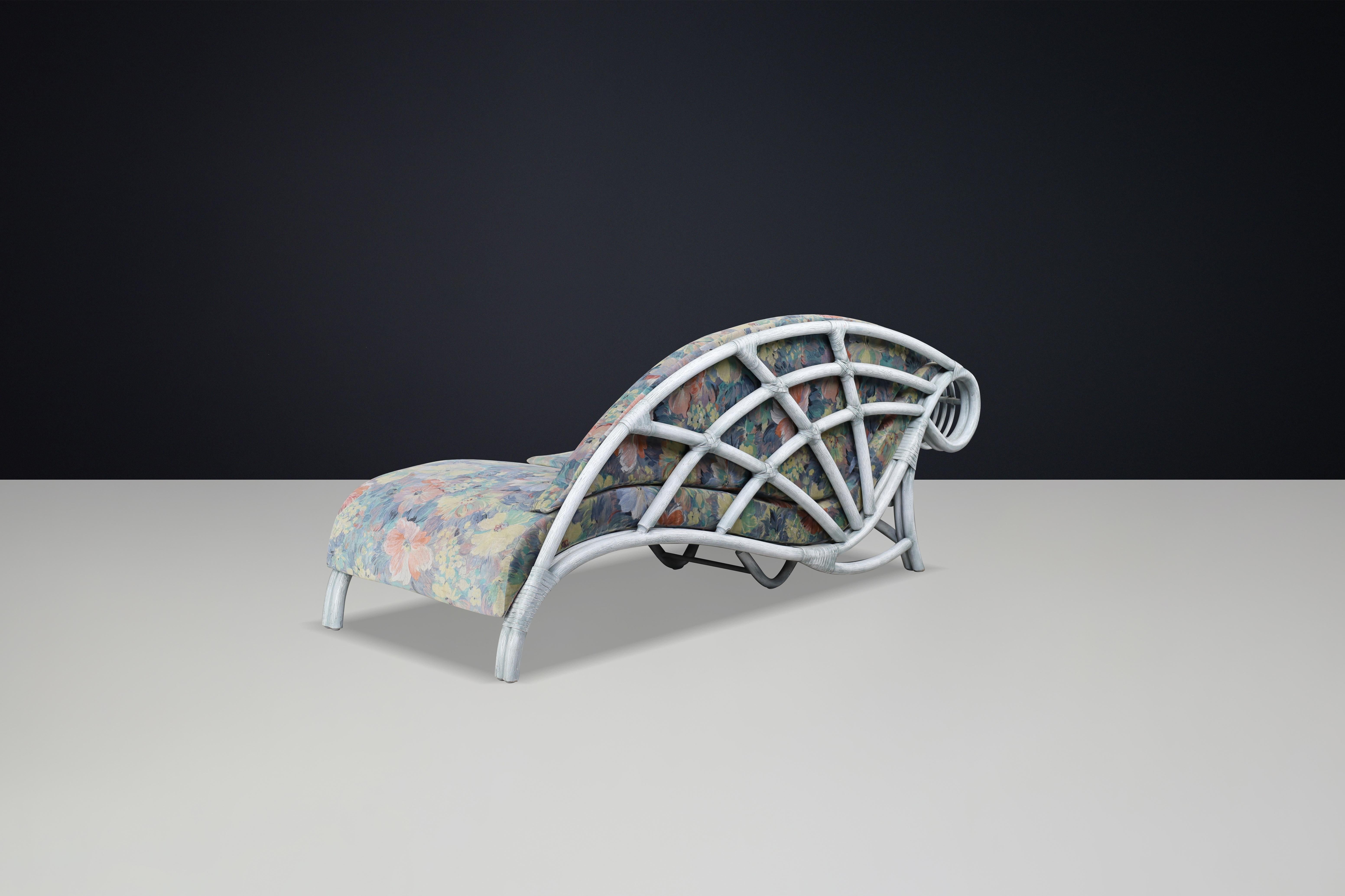 Daybed in rattan floreale degli anni '80 di Flechtatelier Schütz, Germania, modernista in vendita 6