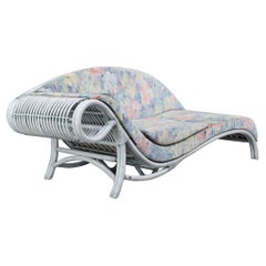 Dormitorio de día de ratán floral de los años 80 de Flechtatelier Schütz, Alemania, Modernista