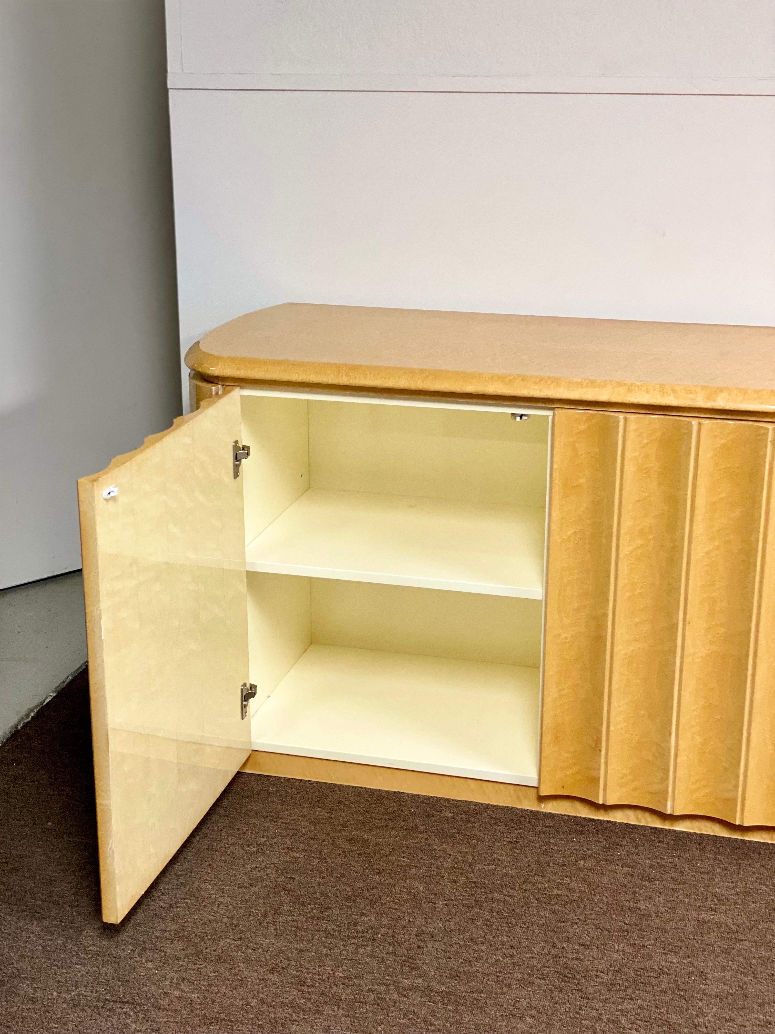 1980s, Fluted Birdseye Maple Credenza For Sale at 1stDibs