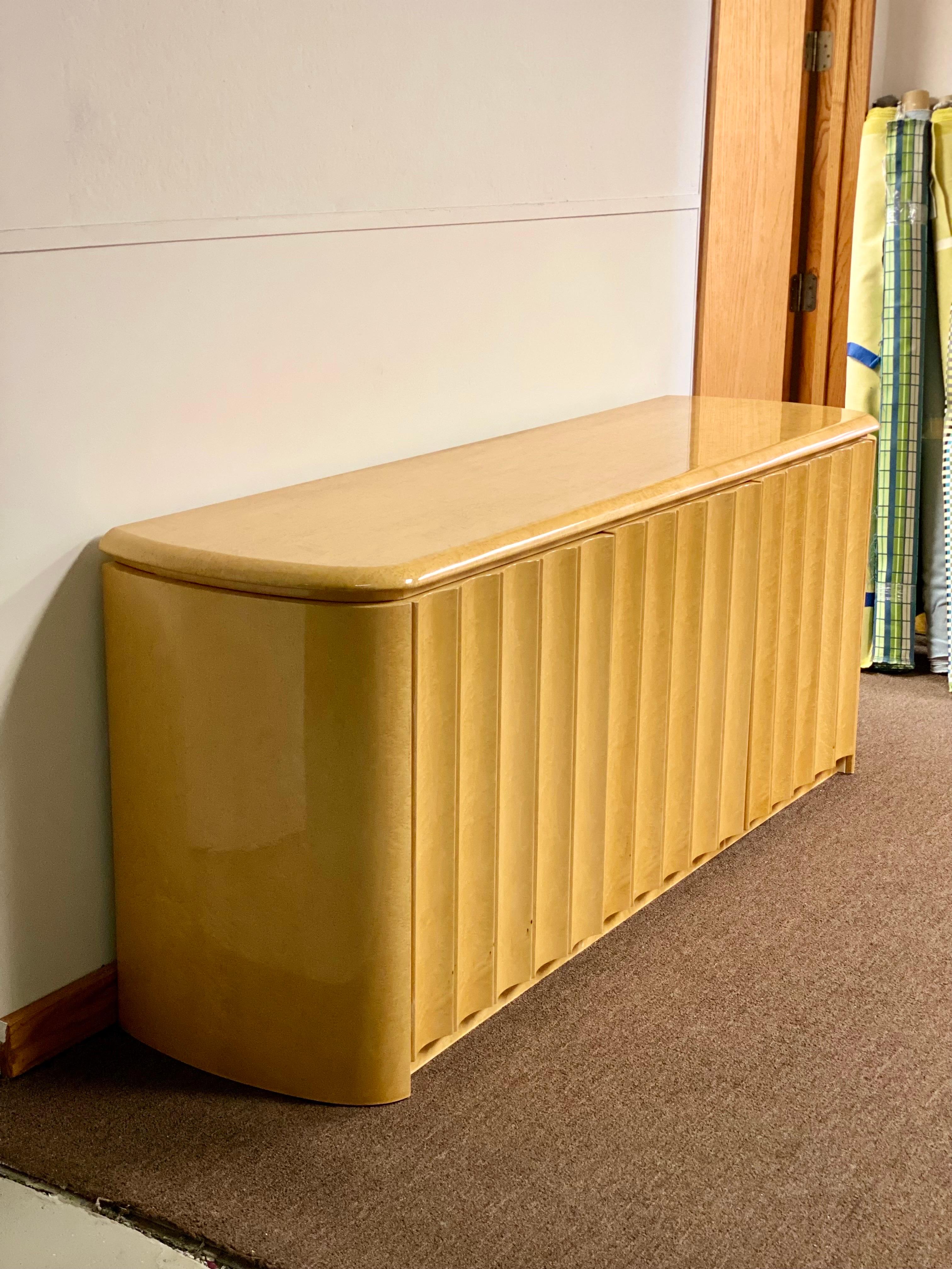 1980s, Fluted Birdseye Maple Credenza For Sale at 1stDibs
