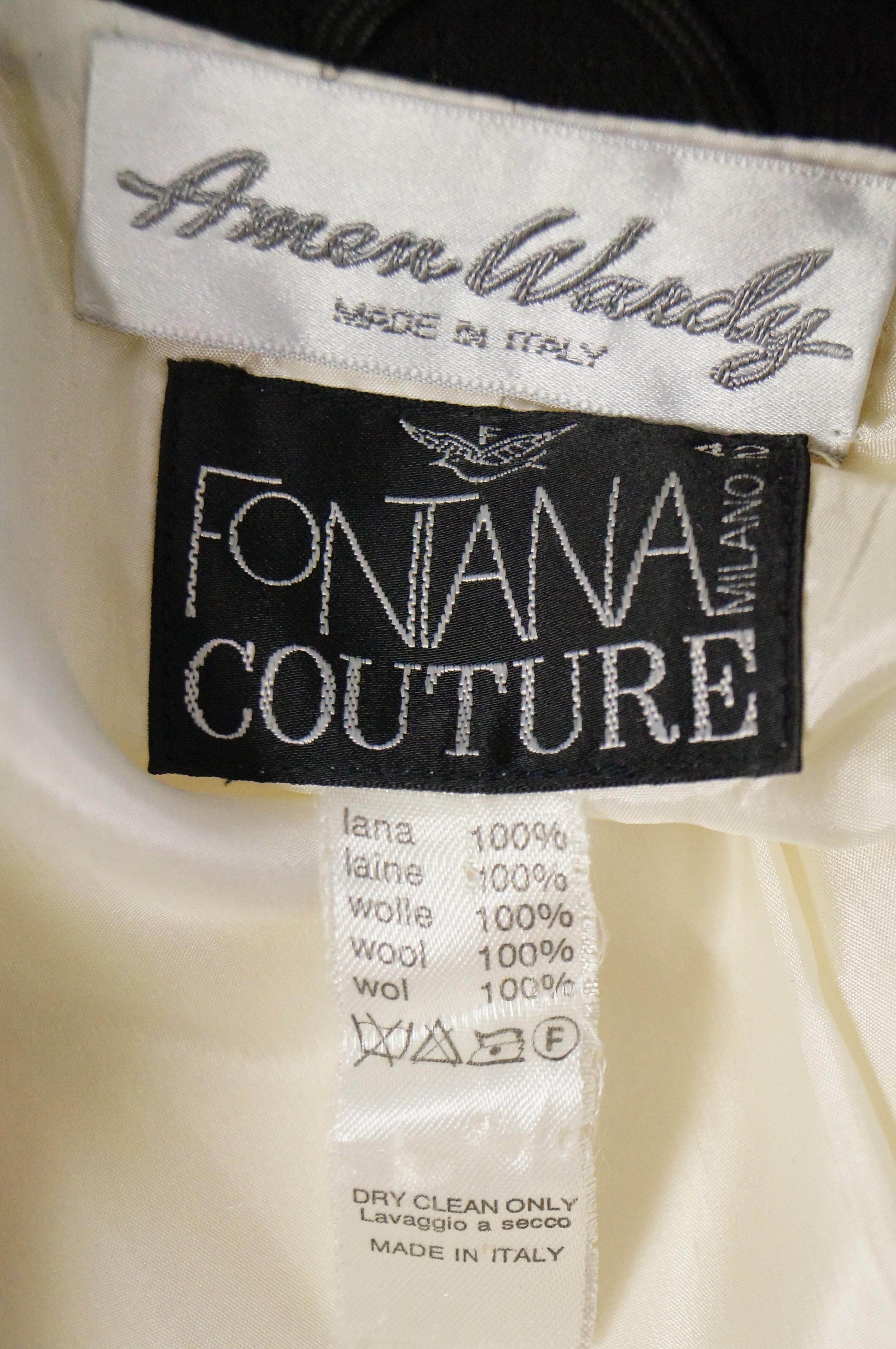1980s Fontana Couture for Amen Wardy Cream and Black Scallop Suit Dress 6