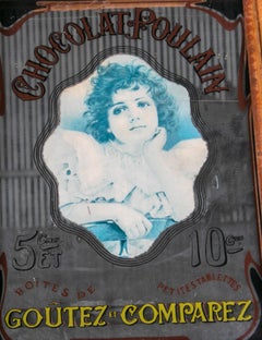 1980s Four Spanish Advertisement in a Bamboo Frame