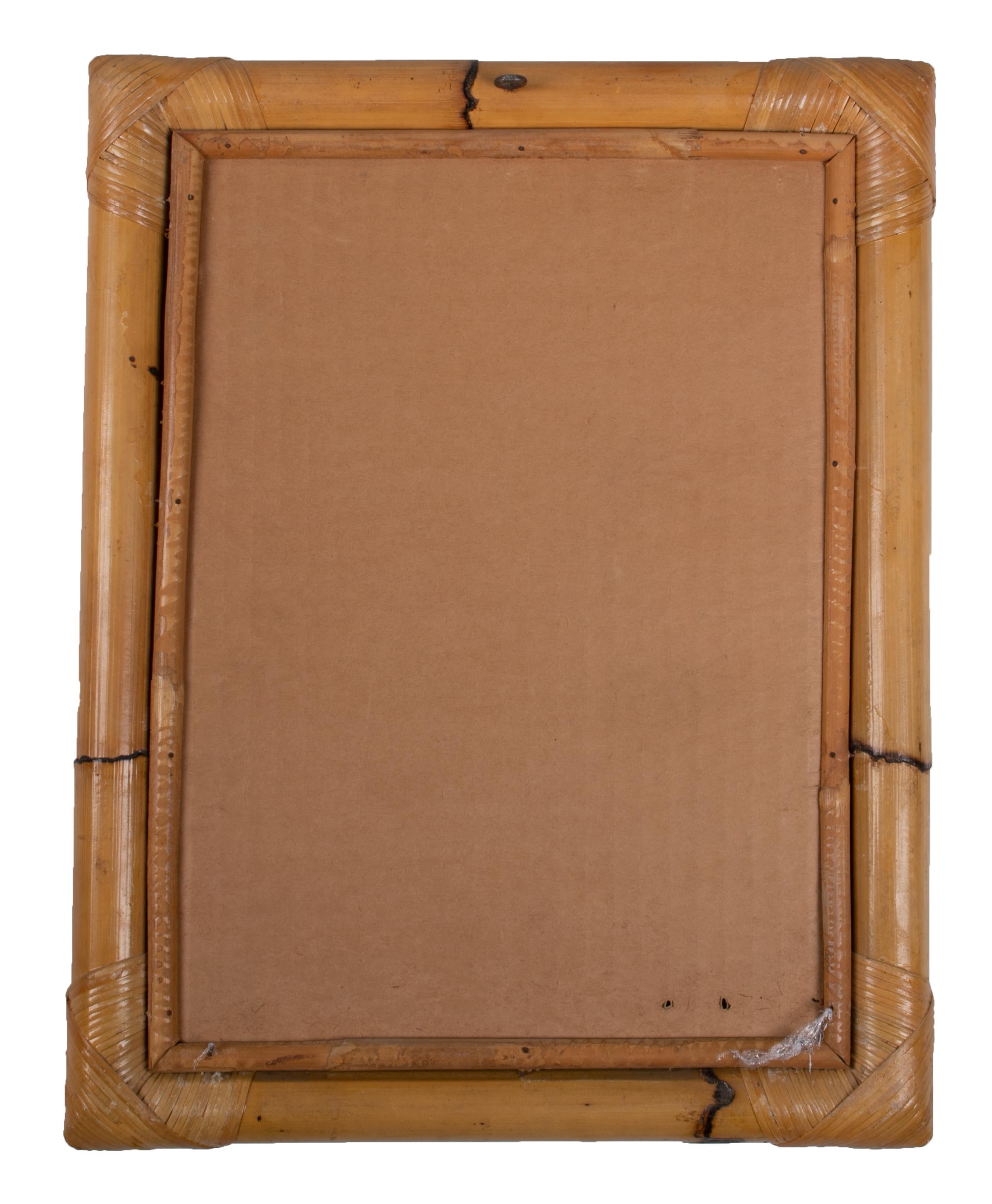 1980s Four Spanish Advertisement in a Bamboo Frame 2
