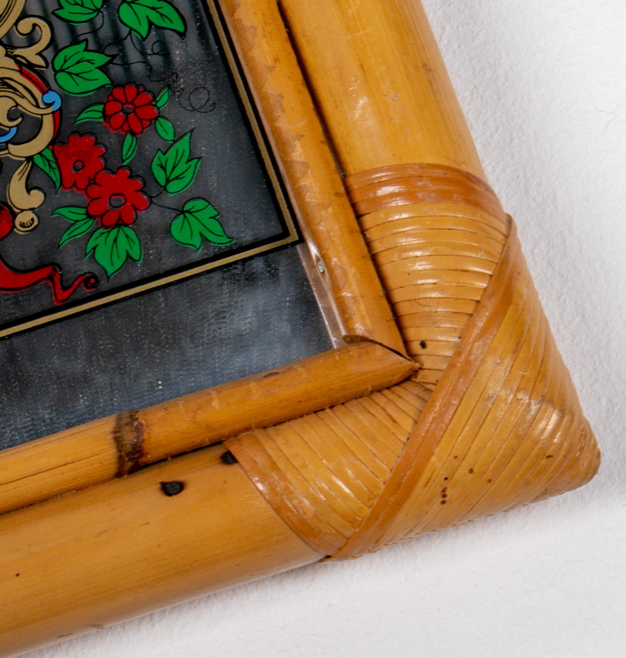 1980s Four Spanish Advertisement in a Bamboo Frame 5