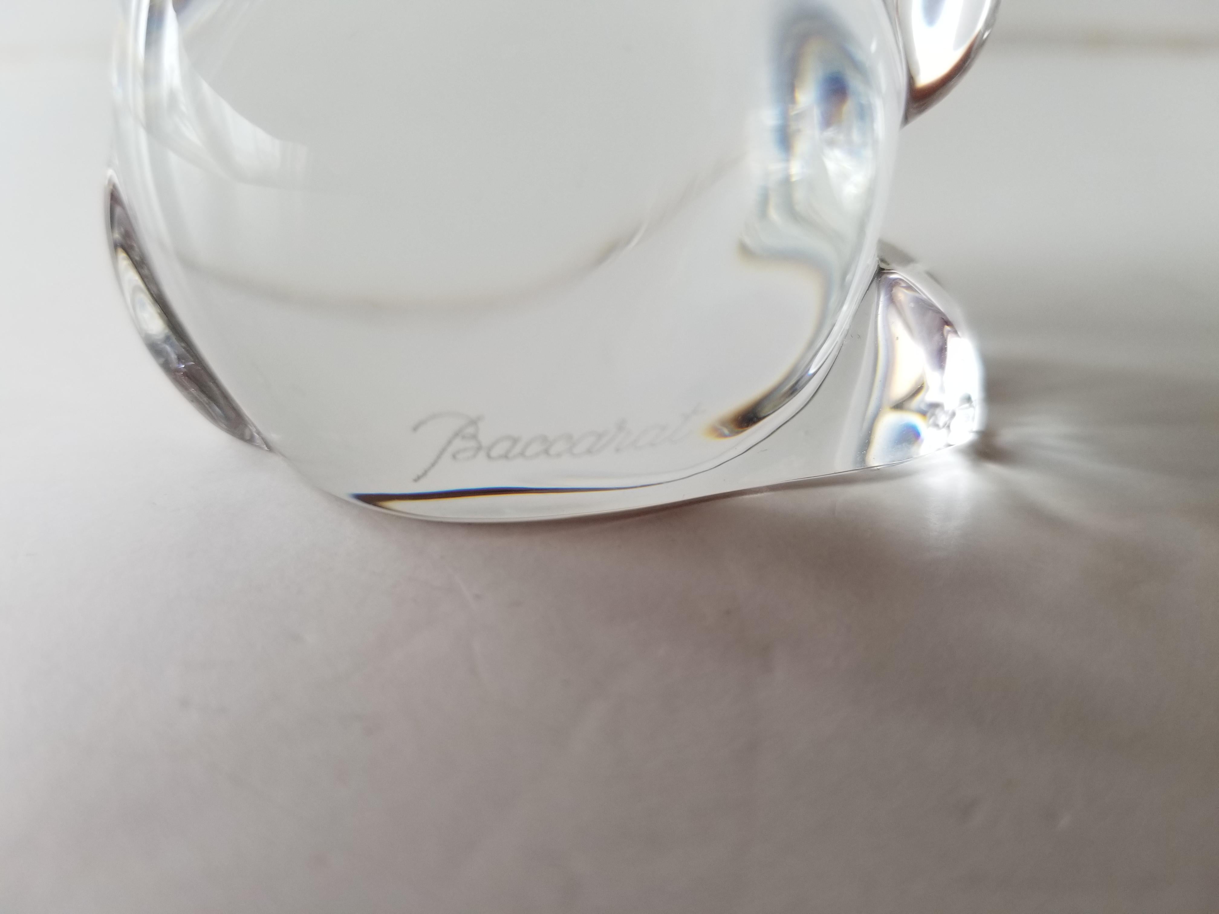1980s French Bunny Rabbit Paperweight Baccarat Crystal Sculpture 3