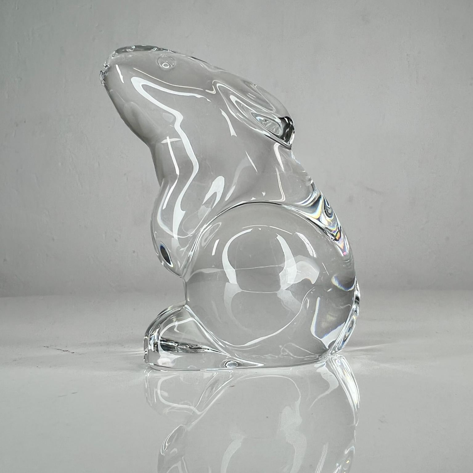 1980s French Bunny Rabbit Paperweight Baccarat Crystal Sculpture  6