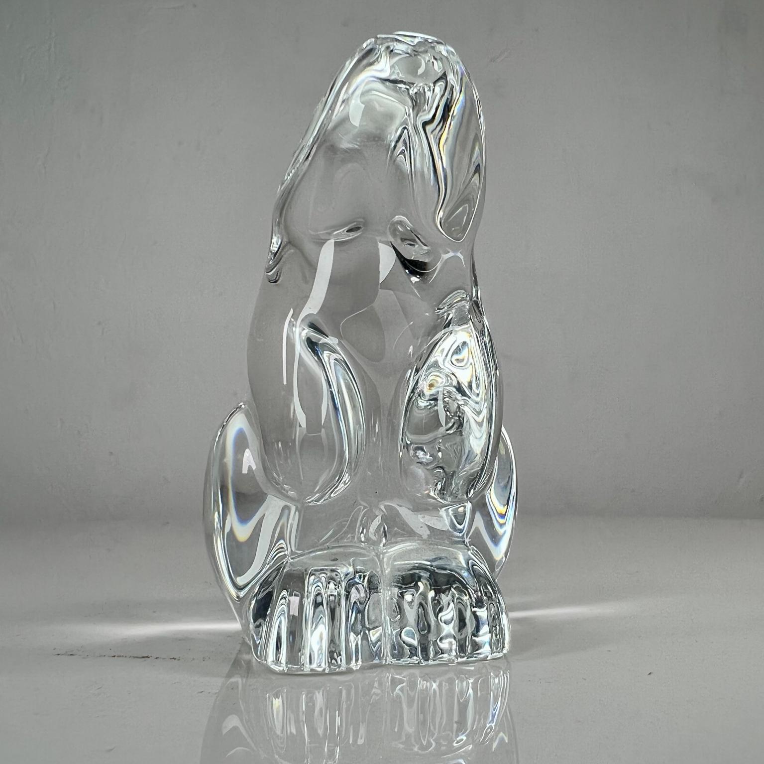 1980s French Bunny Rabbit Paperweight Baccarat Crystal Sculpture  7