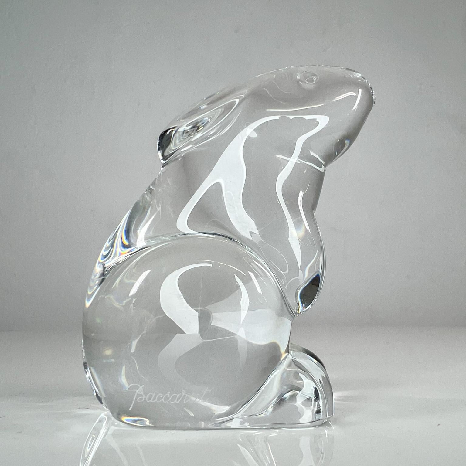 1980s French Bunny Rabbit Paperweight Baccarat Crystal Sculpture  8