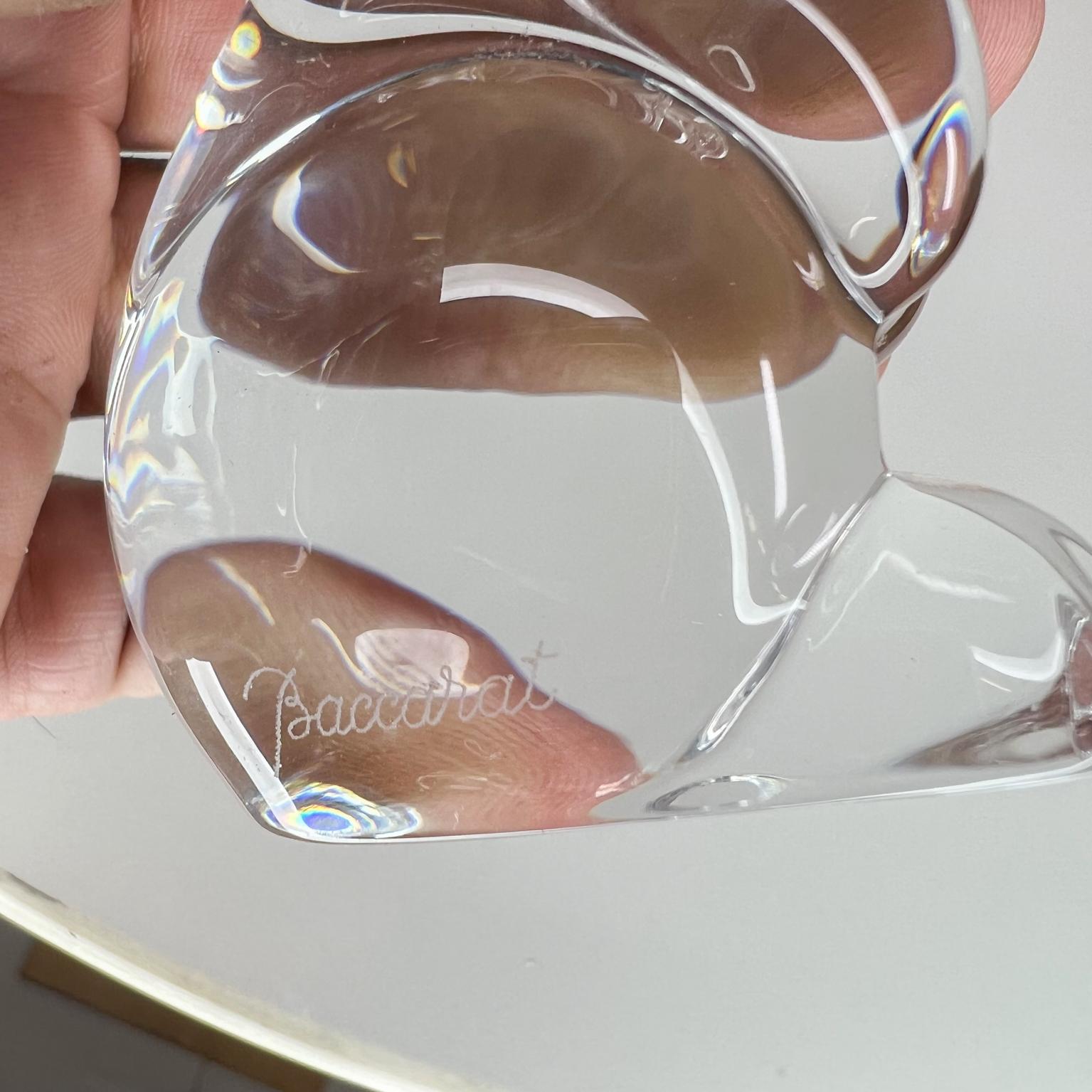 1980s French Bunny Rabbit Paperweight Baccarat Crystal Sculpture 10