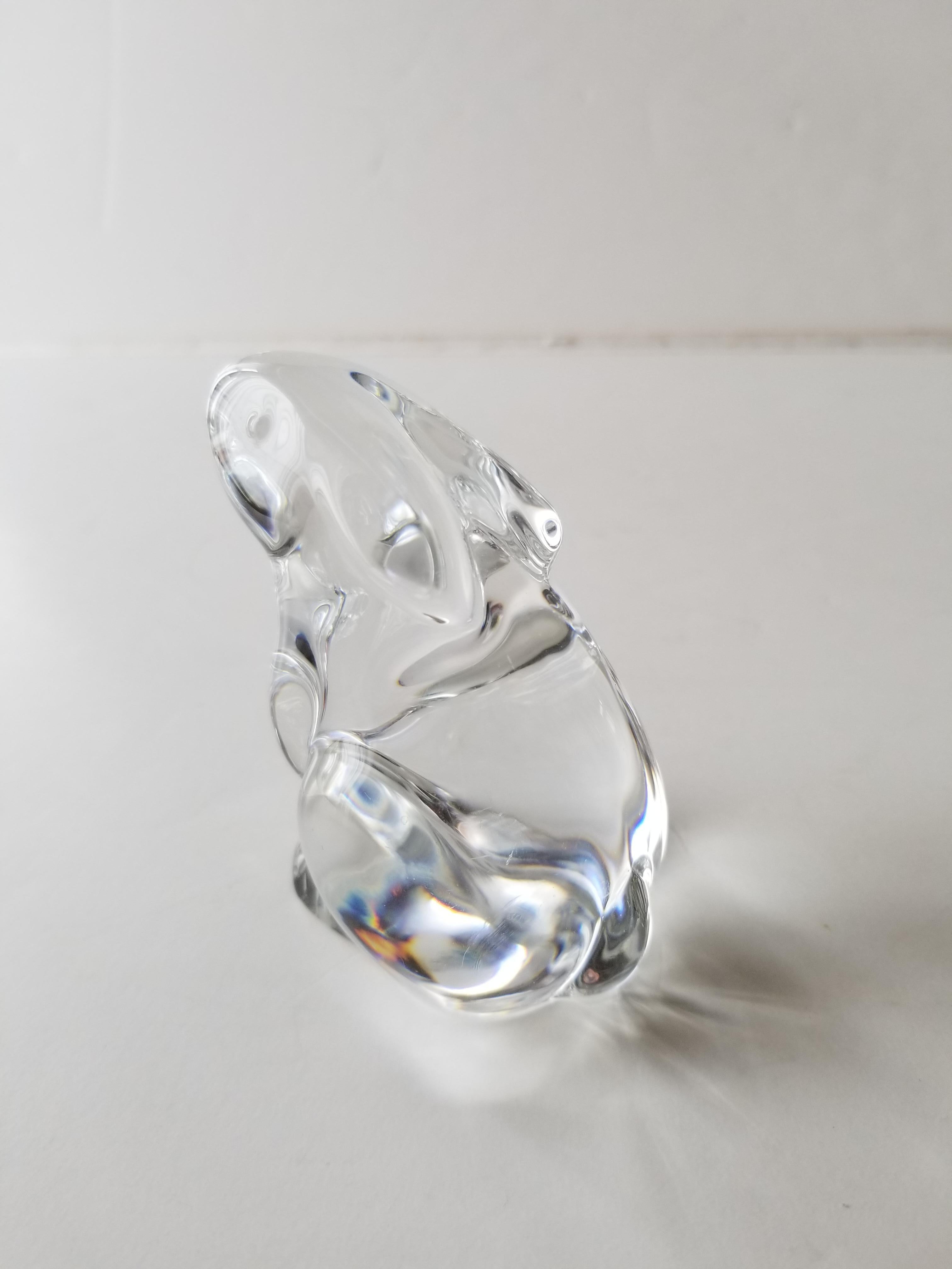 Late 20th Century 1980s French Bunny Rabbit Paperweight Baccarat Crystal Sculpture 