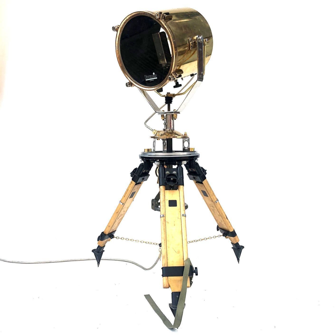 1980s Francis British Brass Search Light Russian Military Gyroscope Tripod Lamp 3