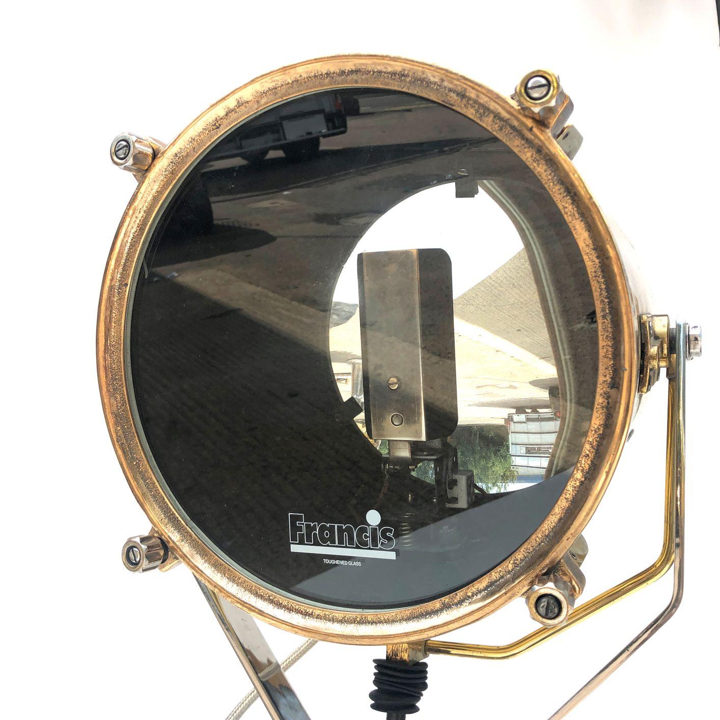 1980s Francis British Brass Search Light Russian Military Gyroscope Tripod Lamp 4