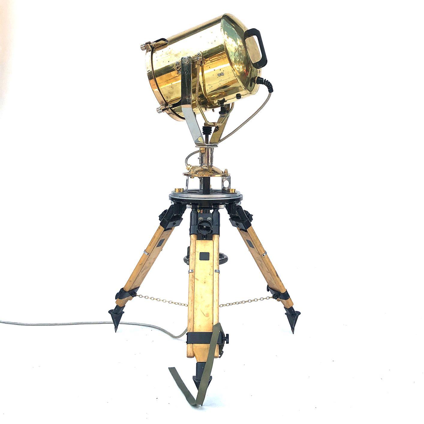 1980s Francis British Brass Search Light Russian Military Gyroscope Tripod Lamp 5