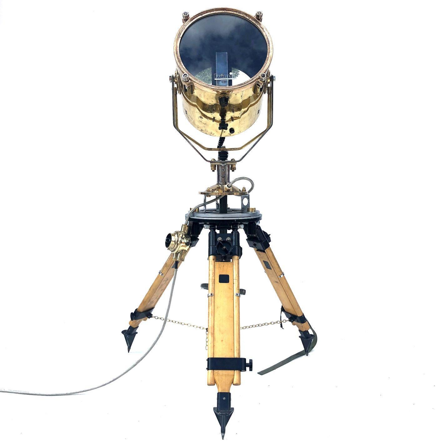 1980s Francis British Brass Search Light Russian Military Gyroscope Tripod Lamp 7