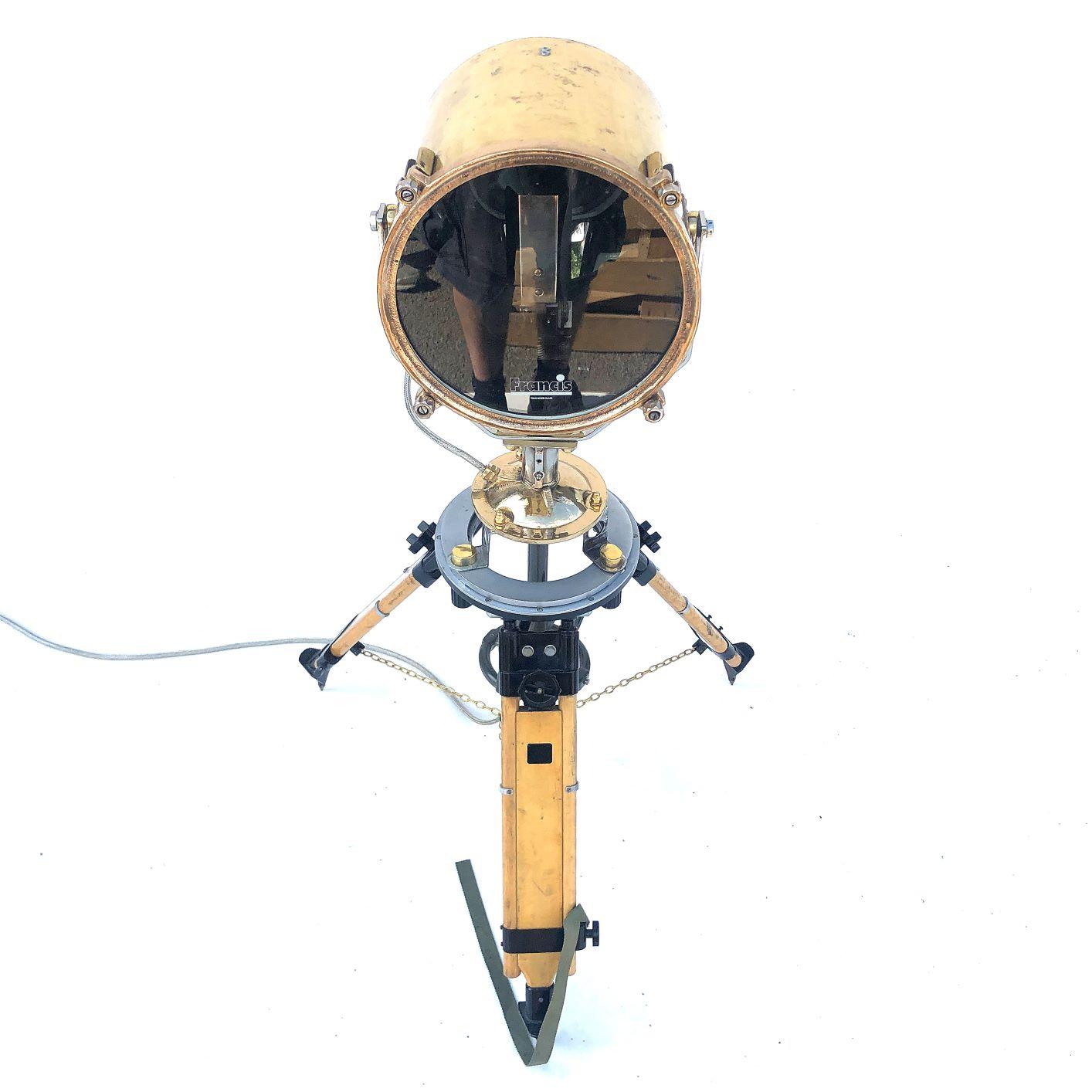 1980s Francis British Brass Search Light Russian Military Gyroscope Tripod Lamp 9
