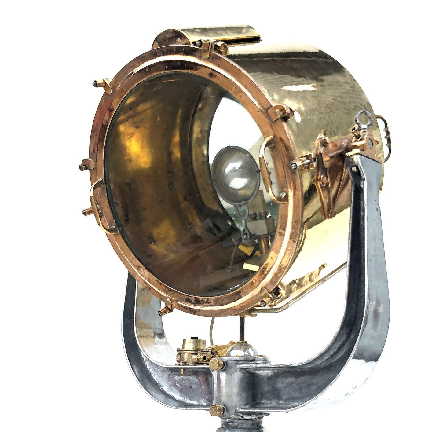 1980s Francis British Brass Search Light Russian Military Gyroscope Tripod Lamp 10