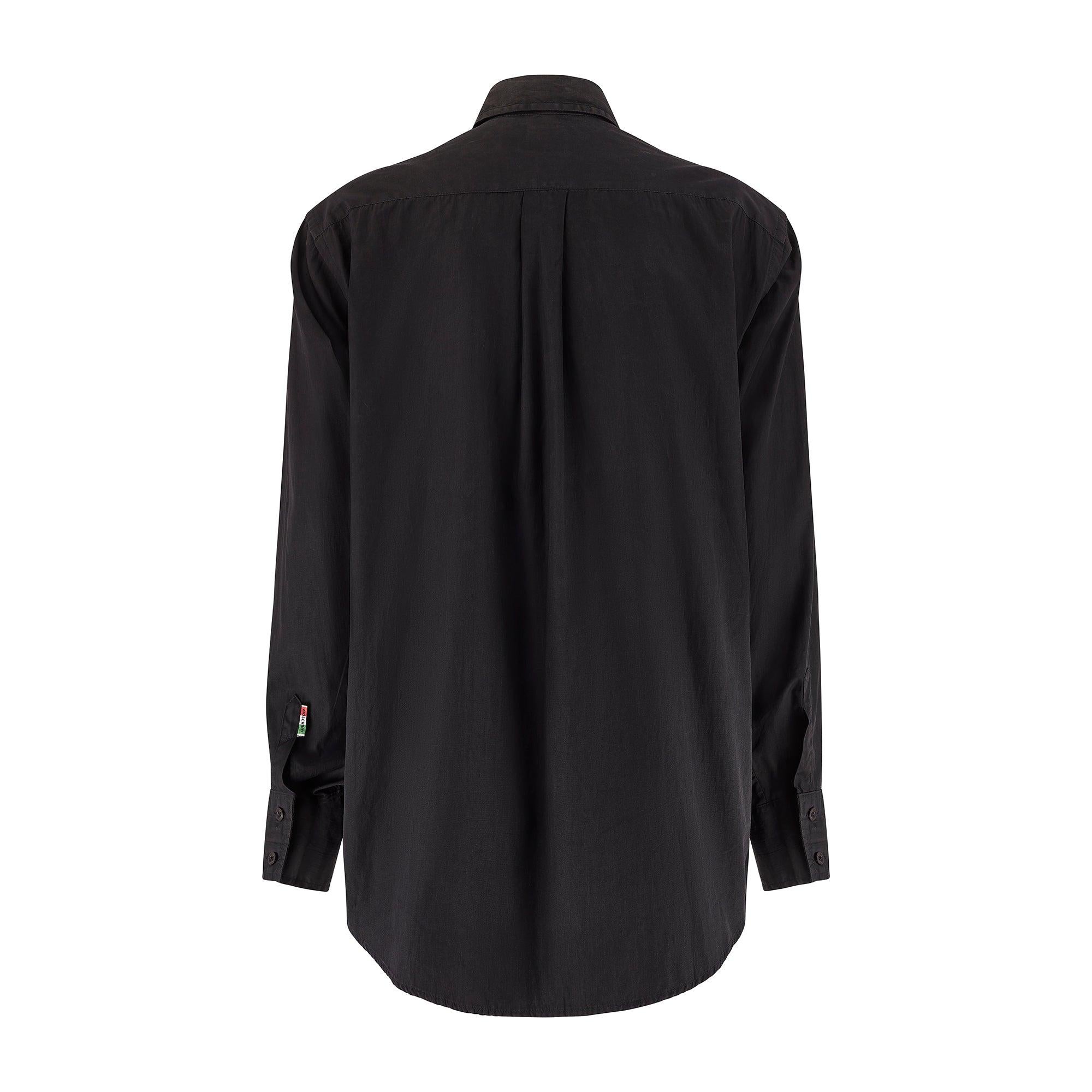 Nero Camicia nera anni '80 di Franco Moschino con spille da balia in oro in vendita