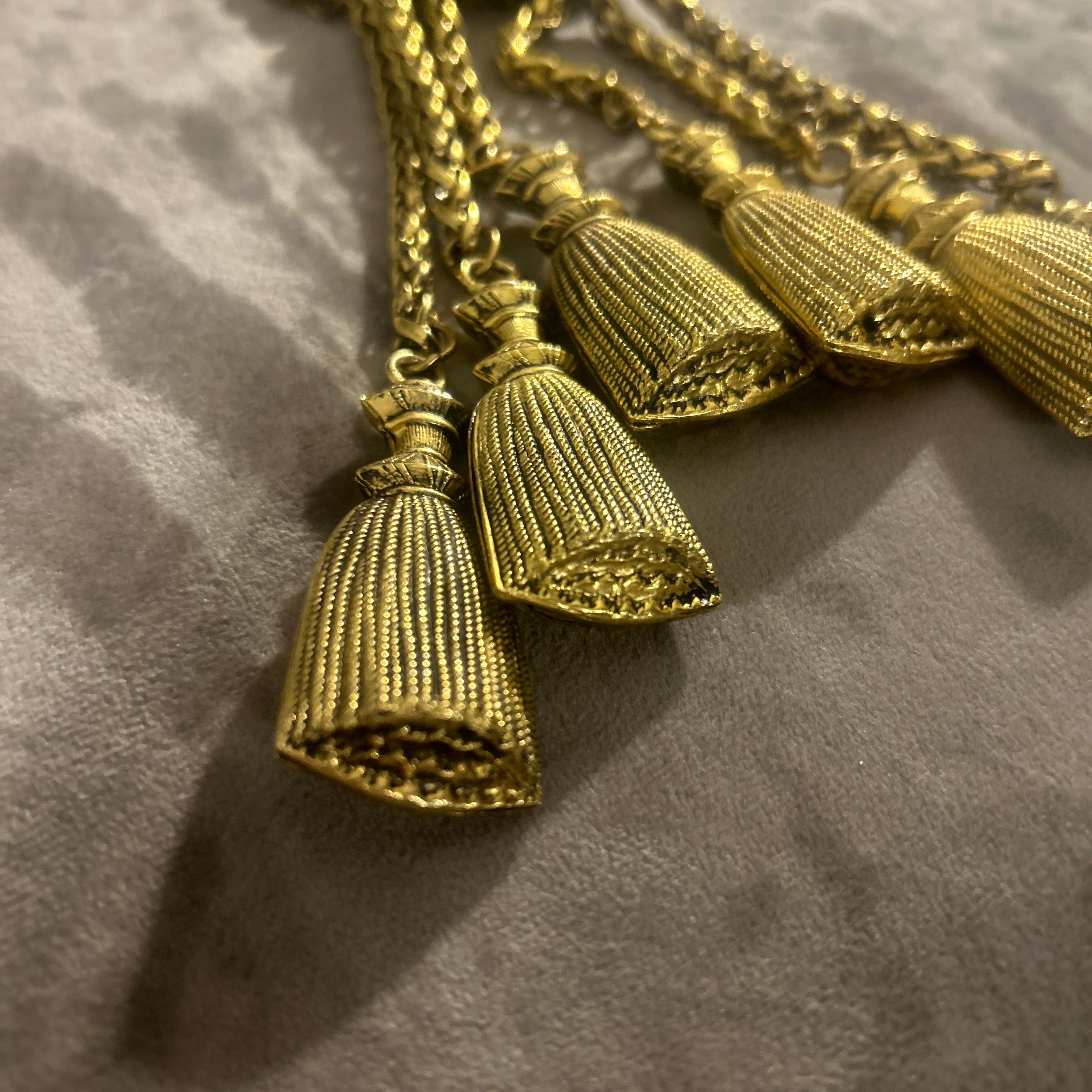 Retro 1980s Franco Moschino Gold-Toned Tassel Necklace For Sale