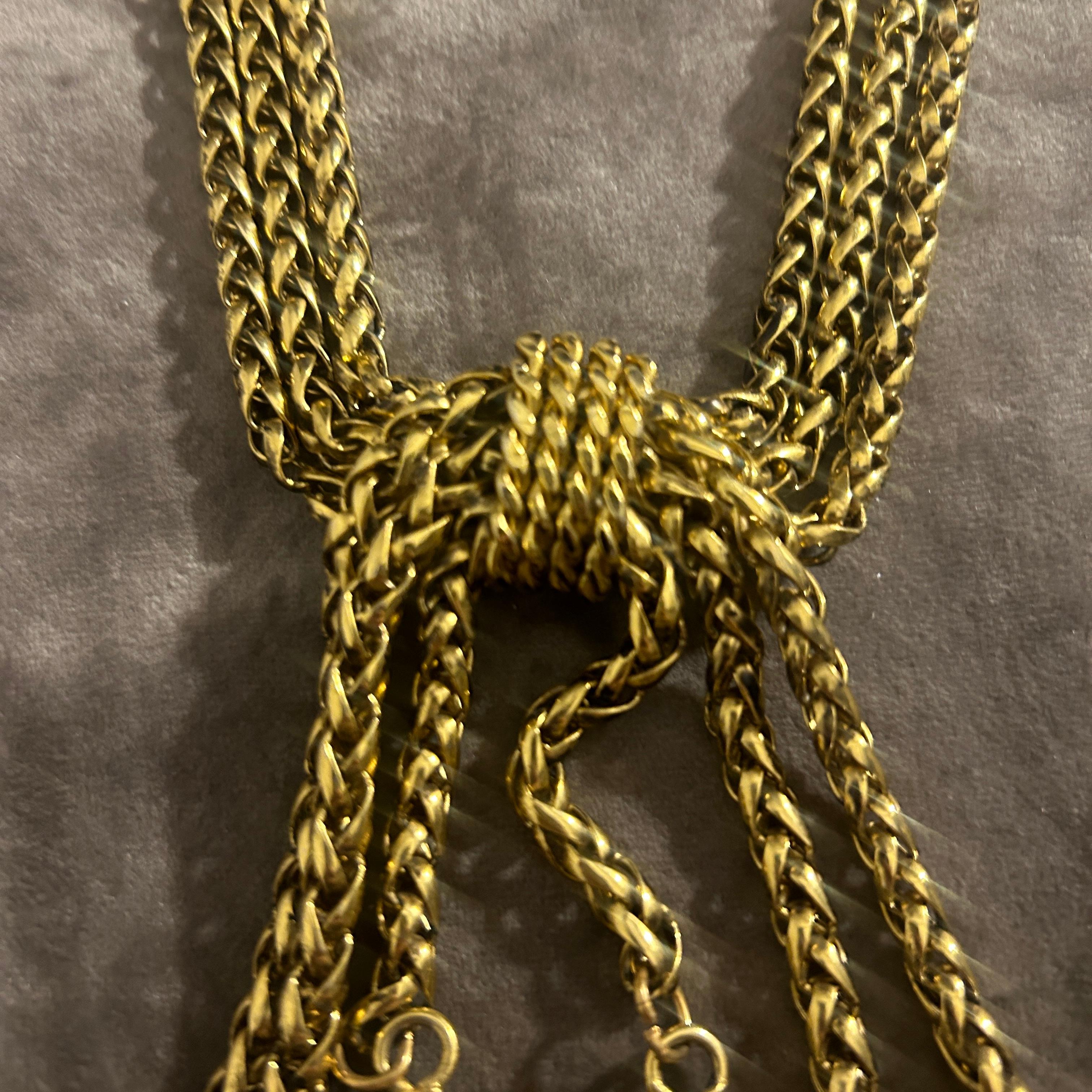 1980s Franco Moschino Gold-Toned Tassel Necklace For Sale 2